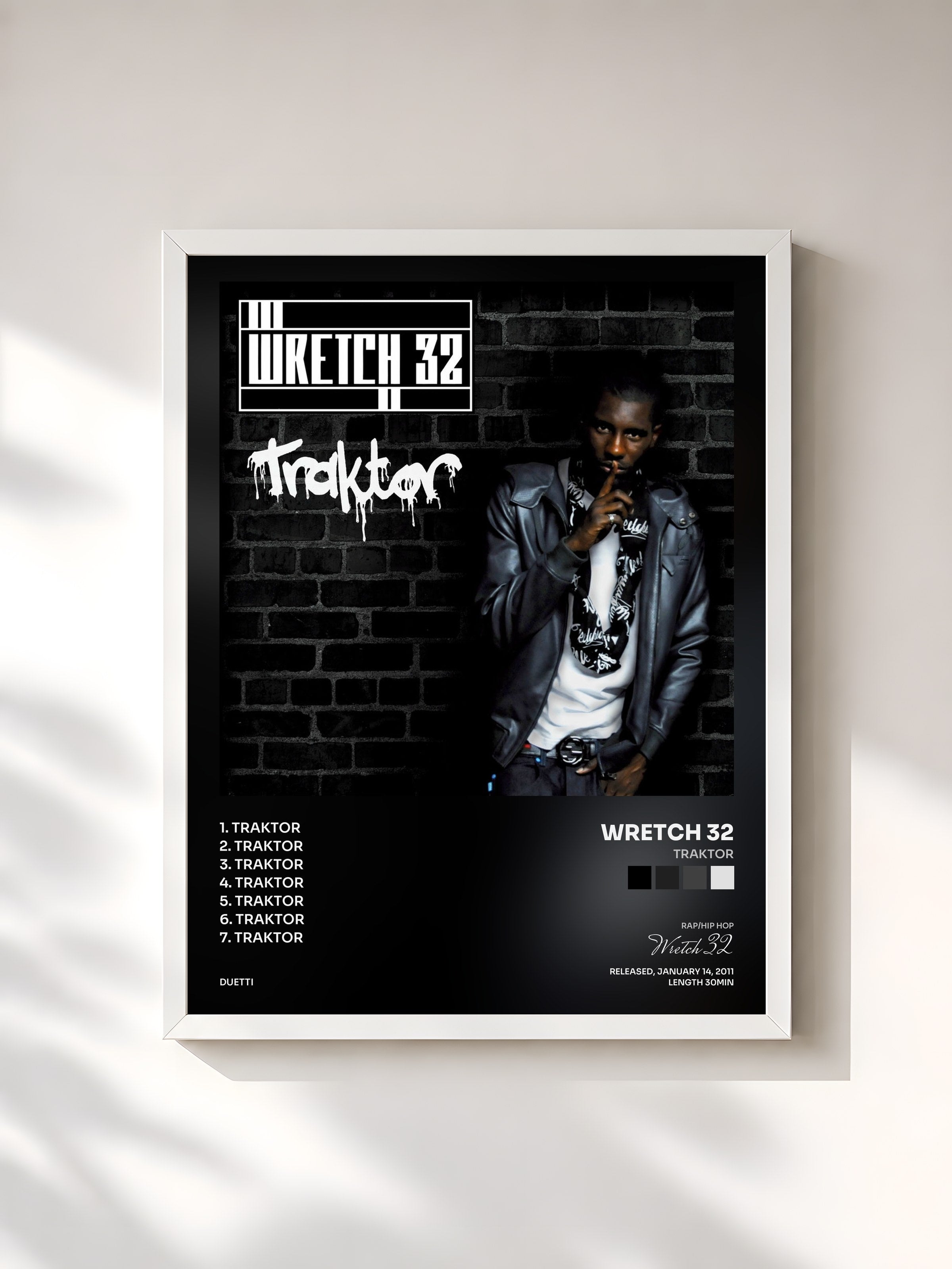 #blanc Tableau de l'album Traktor de Wretch 32, cadre blanc, imprimé et encadré en France