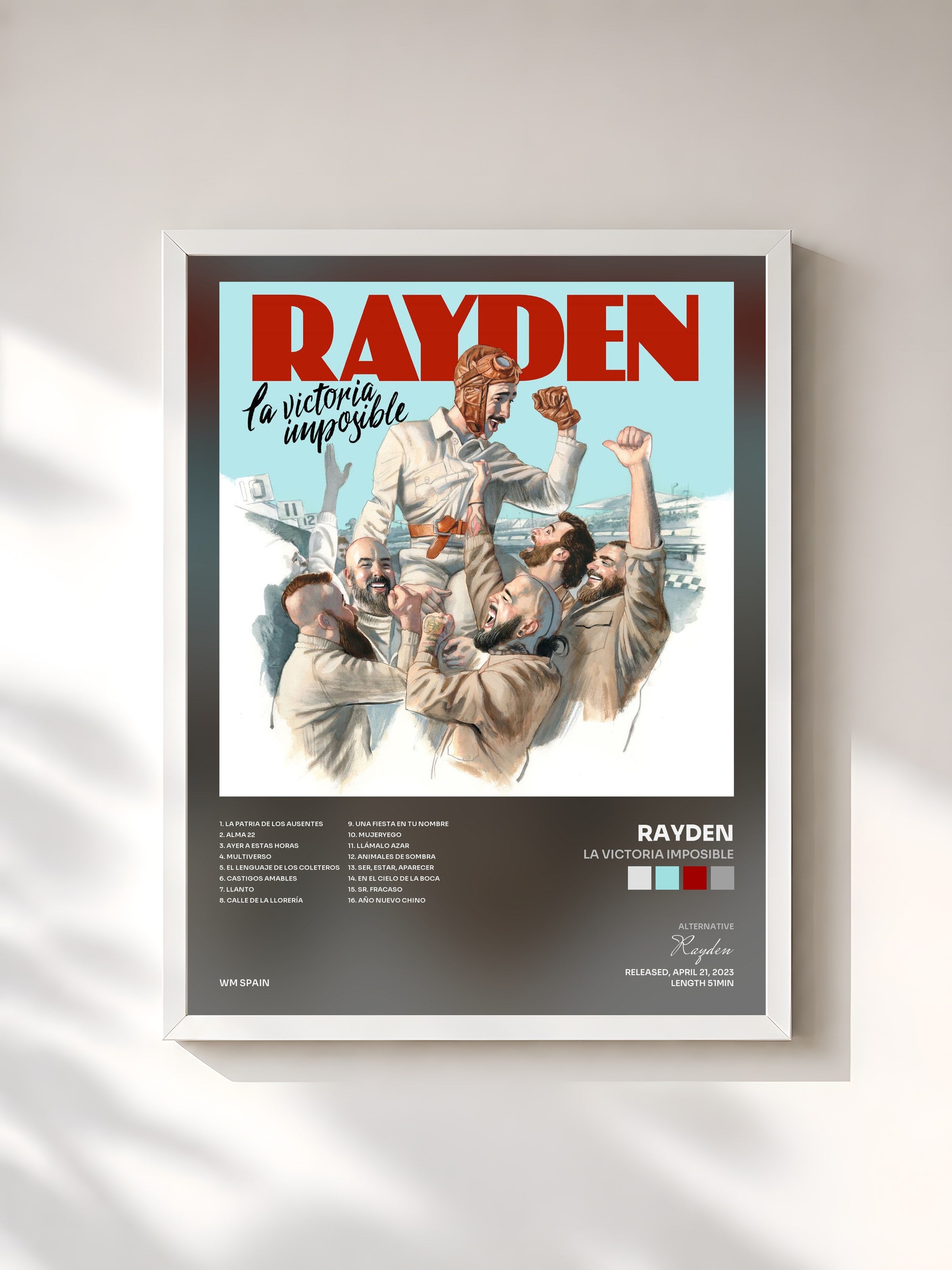 #blanc Tableau de l'album La victoria imposible de Rayden, cadre blanc, imprimé et encadré en France