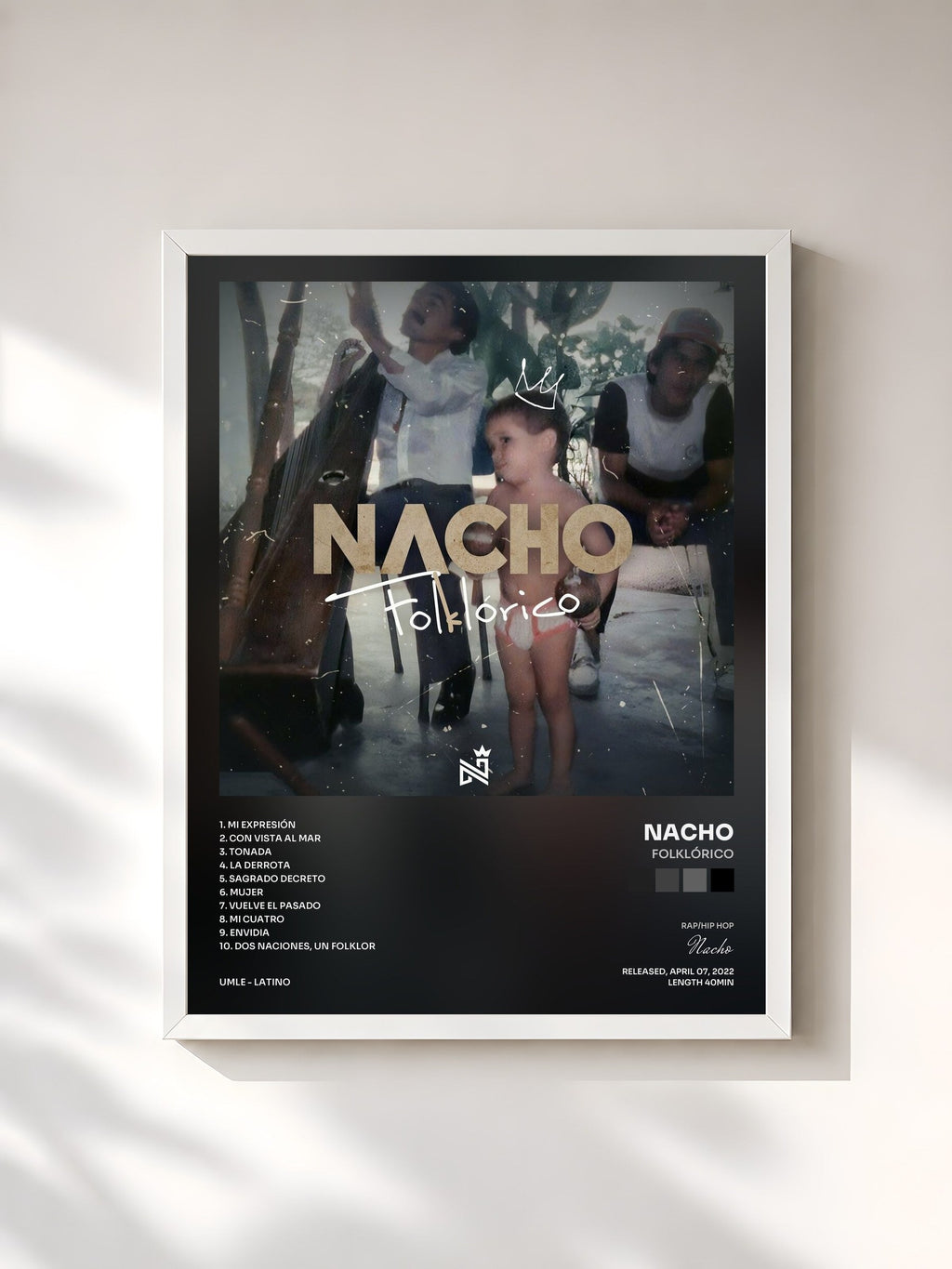 #blanc Folklórico von Nacho als gerahmter Kunstdruck, weißer Rahmen, gedruckt und gerahmt in Frankreich