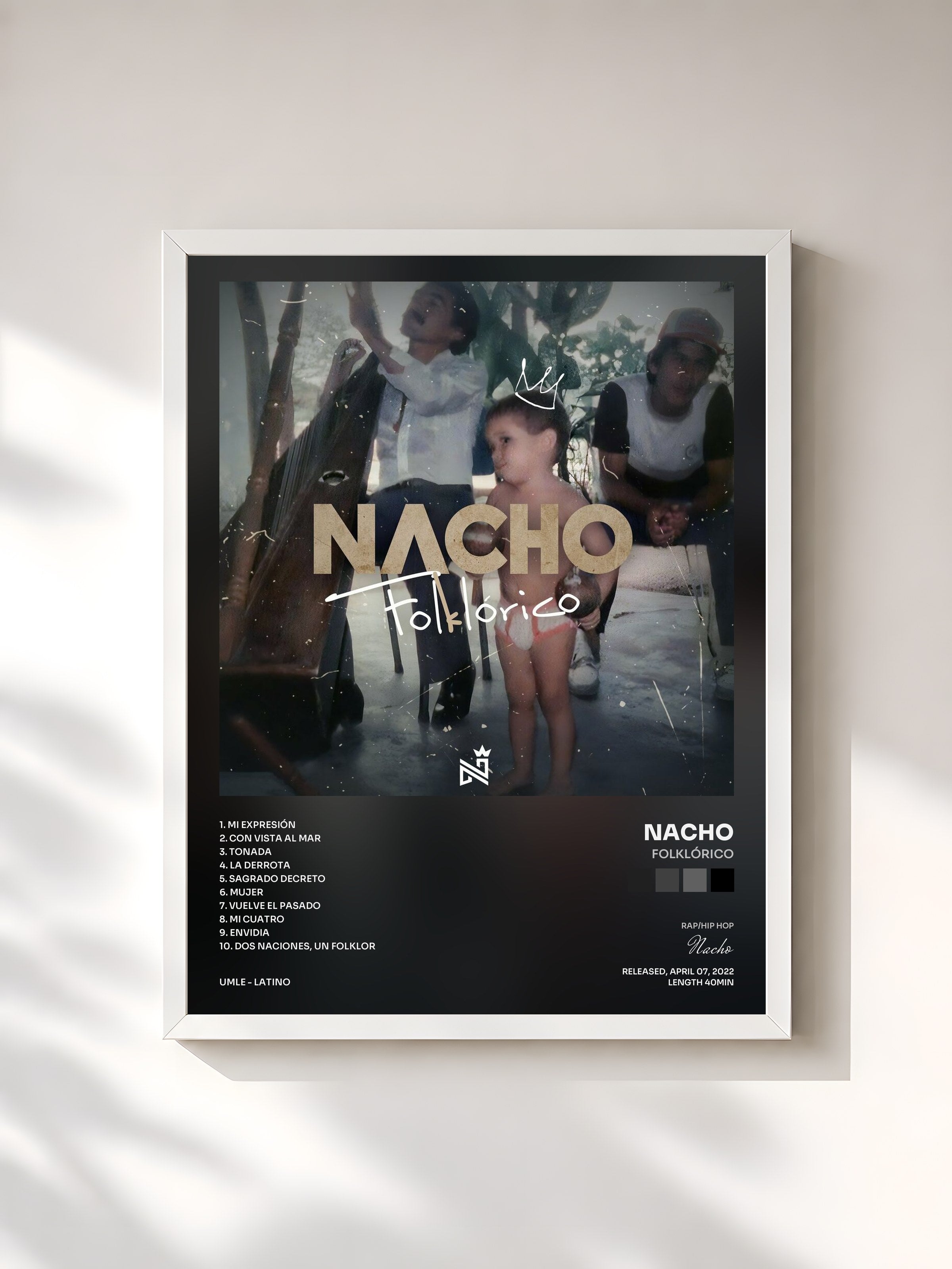#blanc Tableau de l'album Folklórico de Nacho, cadre blanc, imprimé et encadré en France