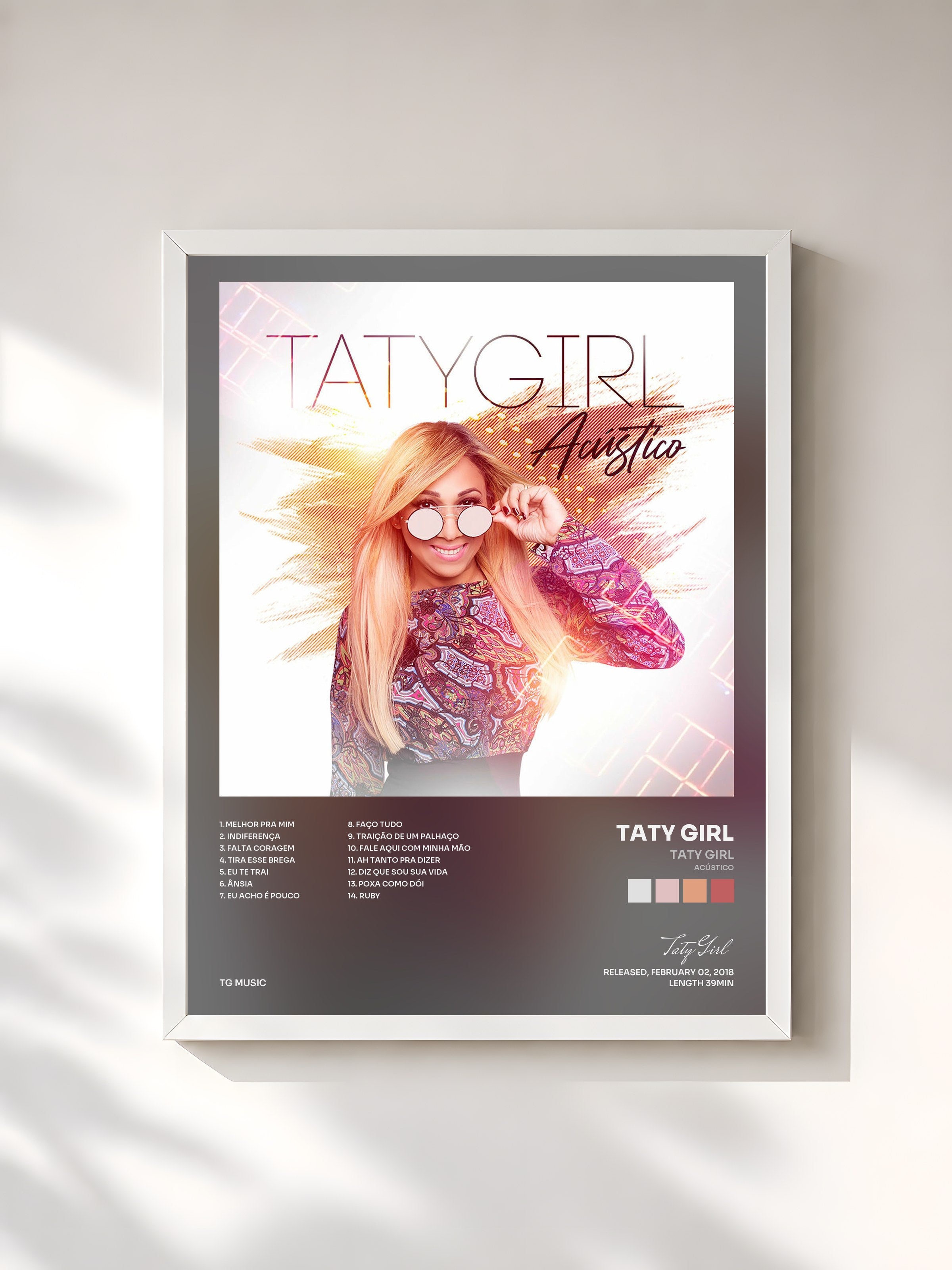 #blanc Tableau de l'album Taty Girl (Acústico) de Taty Girl, cadre blanc, imprimé et encadré en France