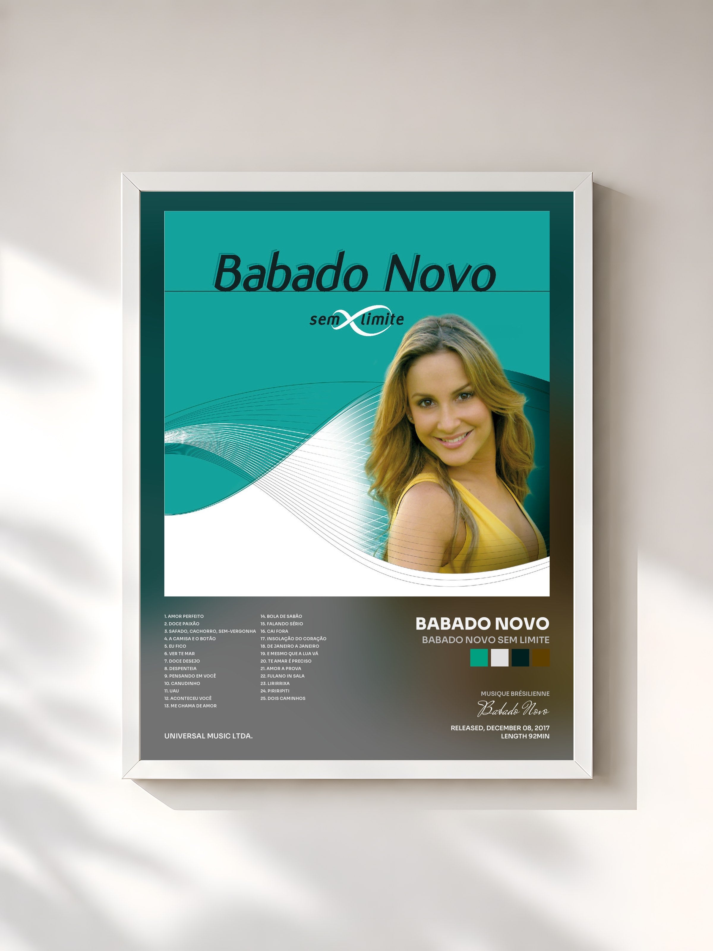 #blanc Tableau de l'album Babado Novo Sem Limite de Babado Novo, cadre blanc, imprimé et encadré en France
