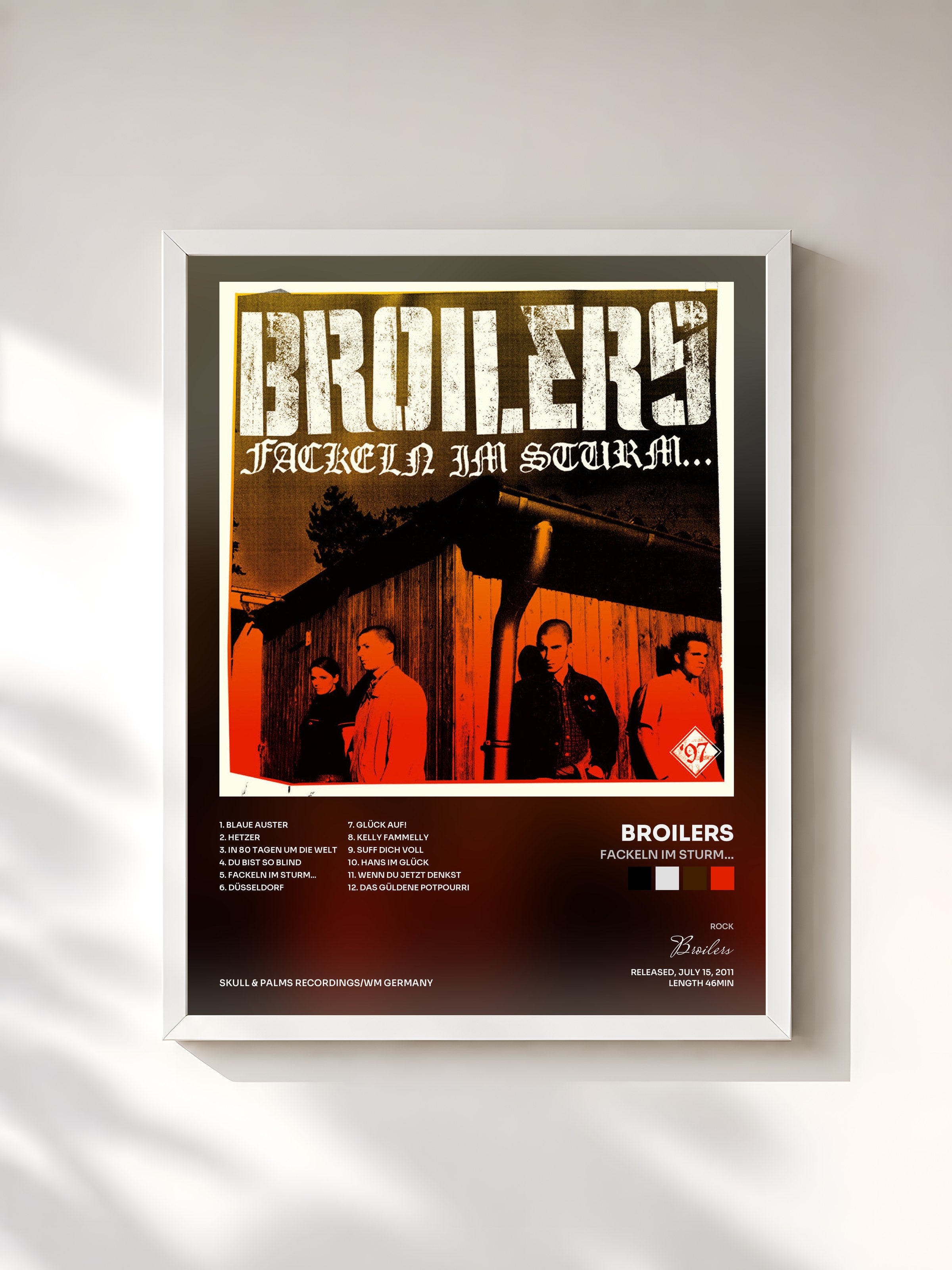 #blanc Tableau de l'album Fackeln im Sturm... de Broilers, cadre blanc, imprimé et encadré en France