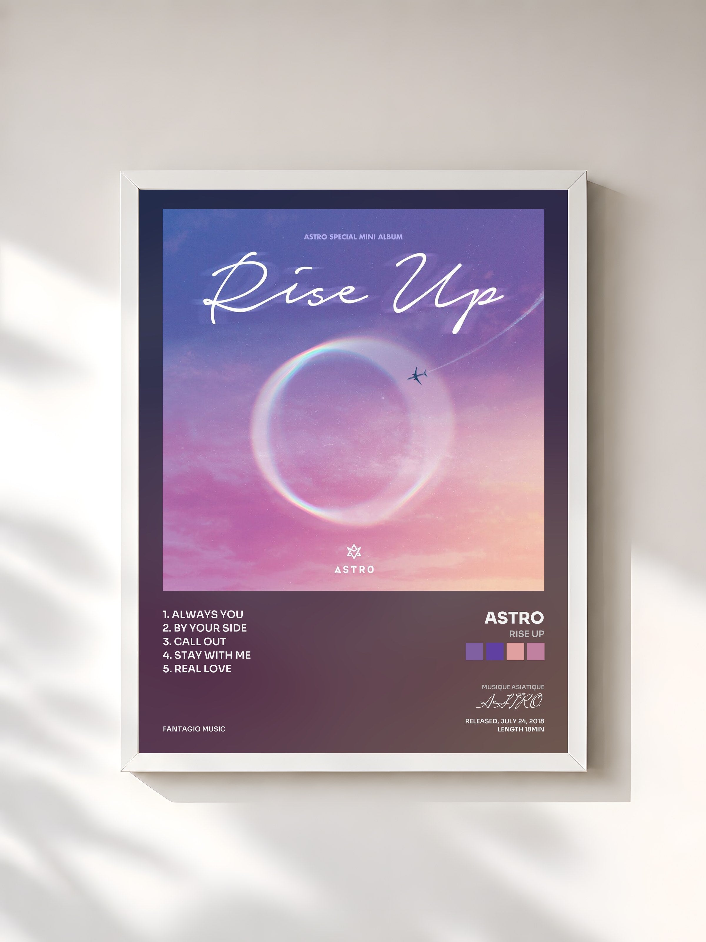 #blanc Tableau de l'album Rise Up de ASTRO, cadre blanc, imprimé et encadré en France