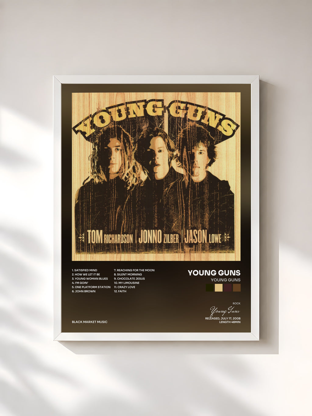 #blanc Tableau de l'album Young Guns de Young Guns, cadre blanc, imprimé et encadré en France
