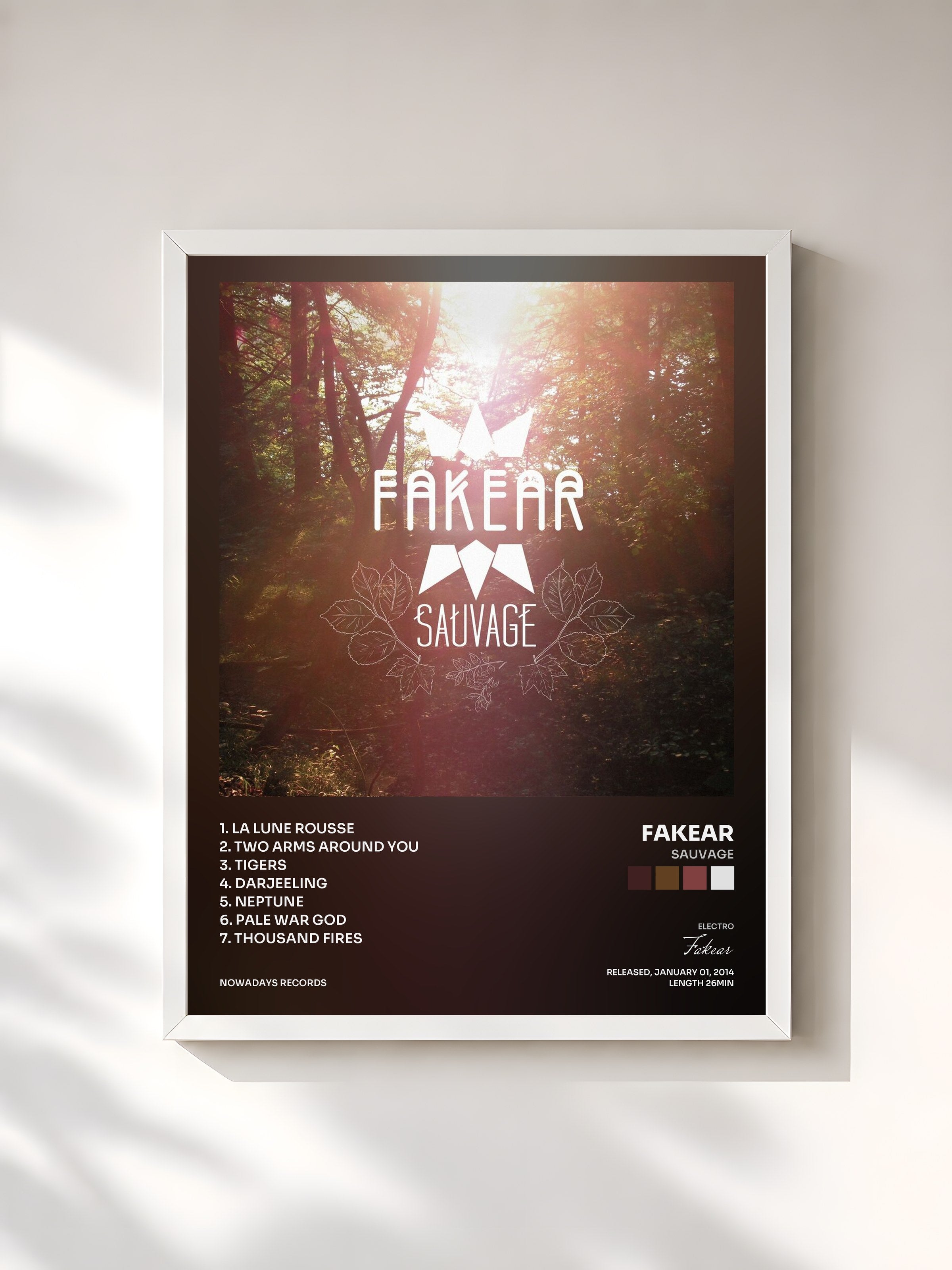 #blanc Tableau de l'album Sauvage de Fakear, cadre blanc, imprimé et encadré en France