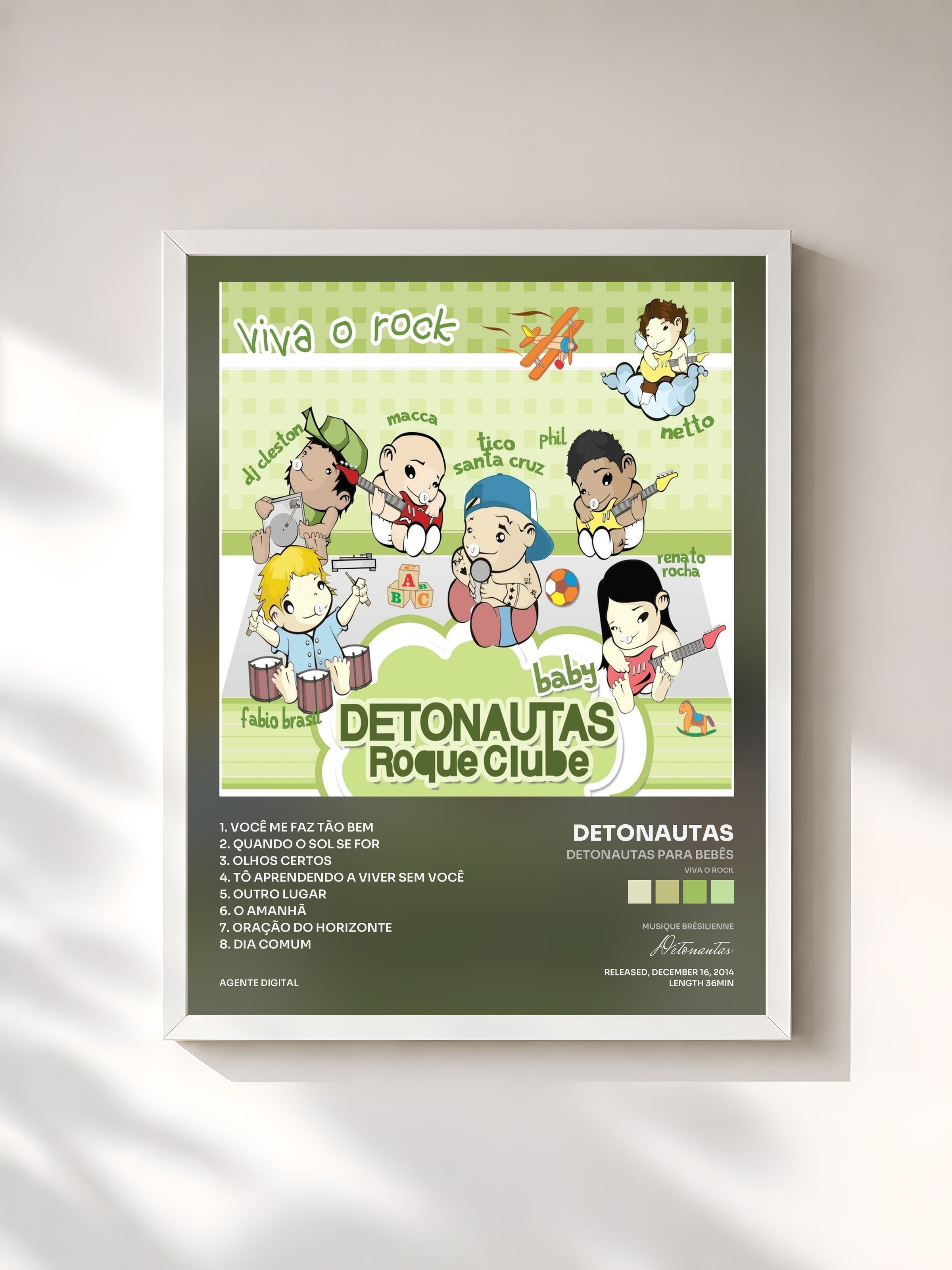 #blanc Tableau de l'album Detonautas para Bebês (Viva o Rock) de Detonautas, cadre blanc, imprimé et encadré en France