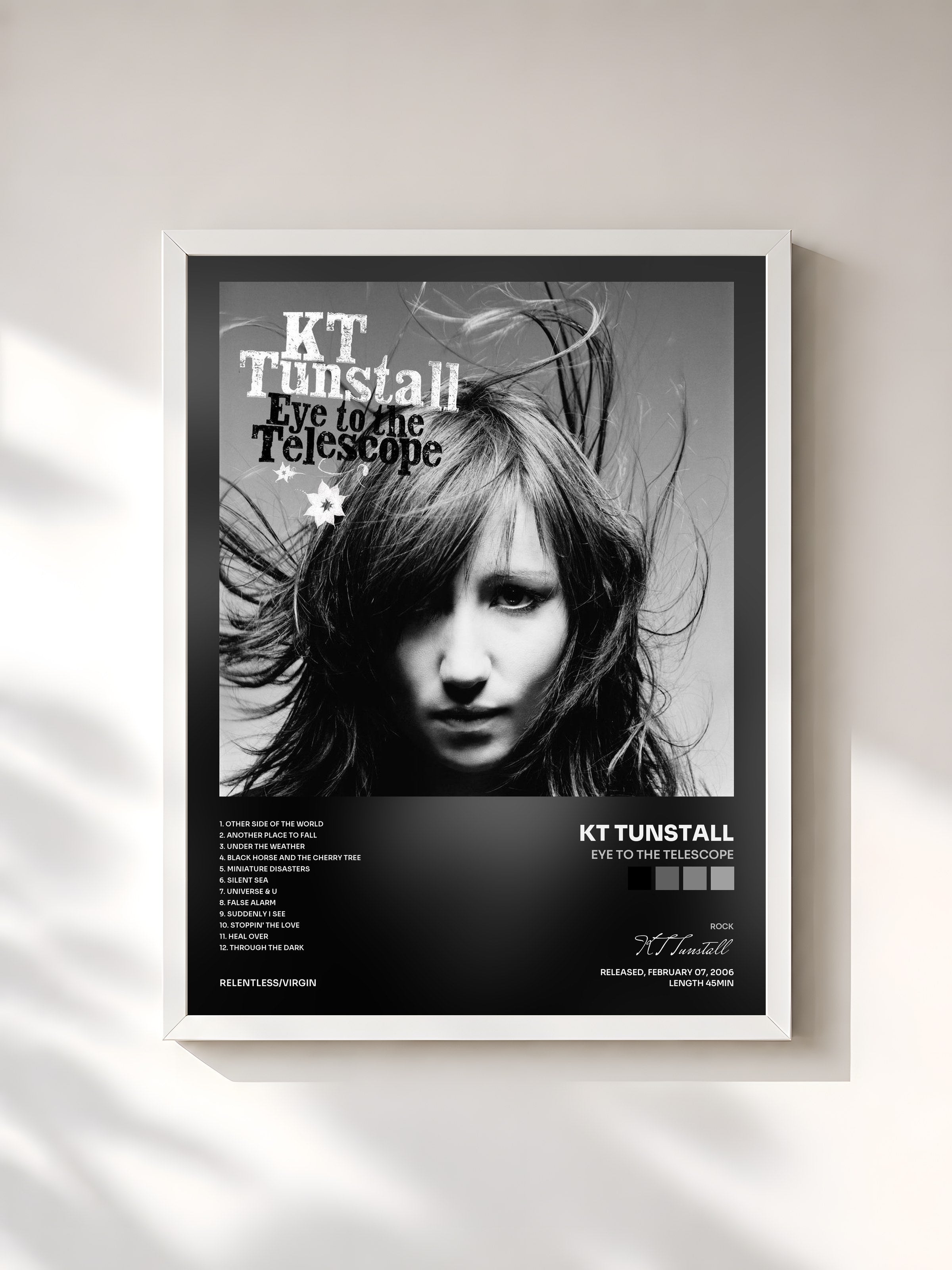 #blanc Tableau de l'album Eye To The Telescope de KT Tunstall, cadre blanc, imprimé et encadré en France