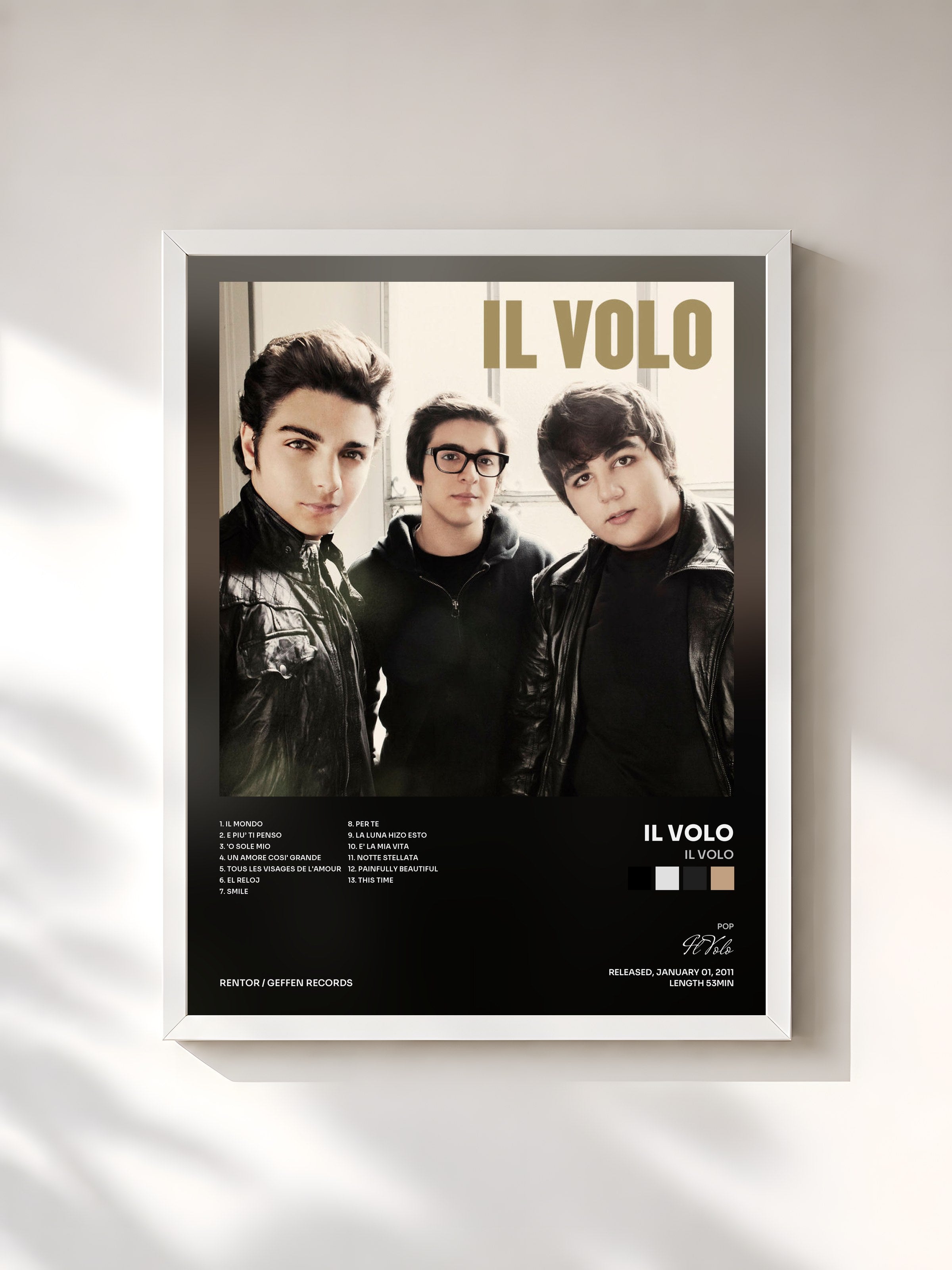 #blanc Tableau de l'album Il Volo de Il Volo, cadre blanc, imprimé et encadré en France