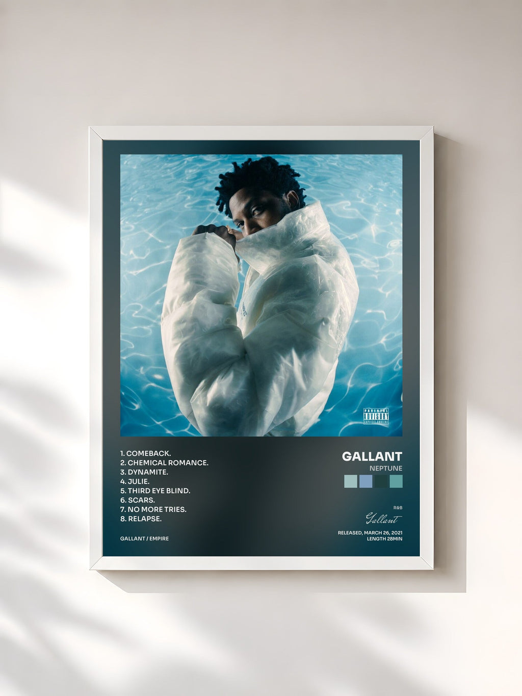 #blanc Neptune by Gallant as a framed art print, white frame, printed and framed in France