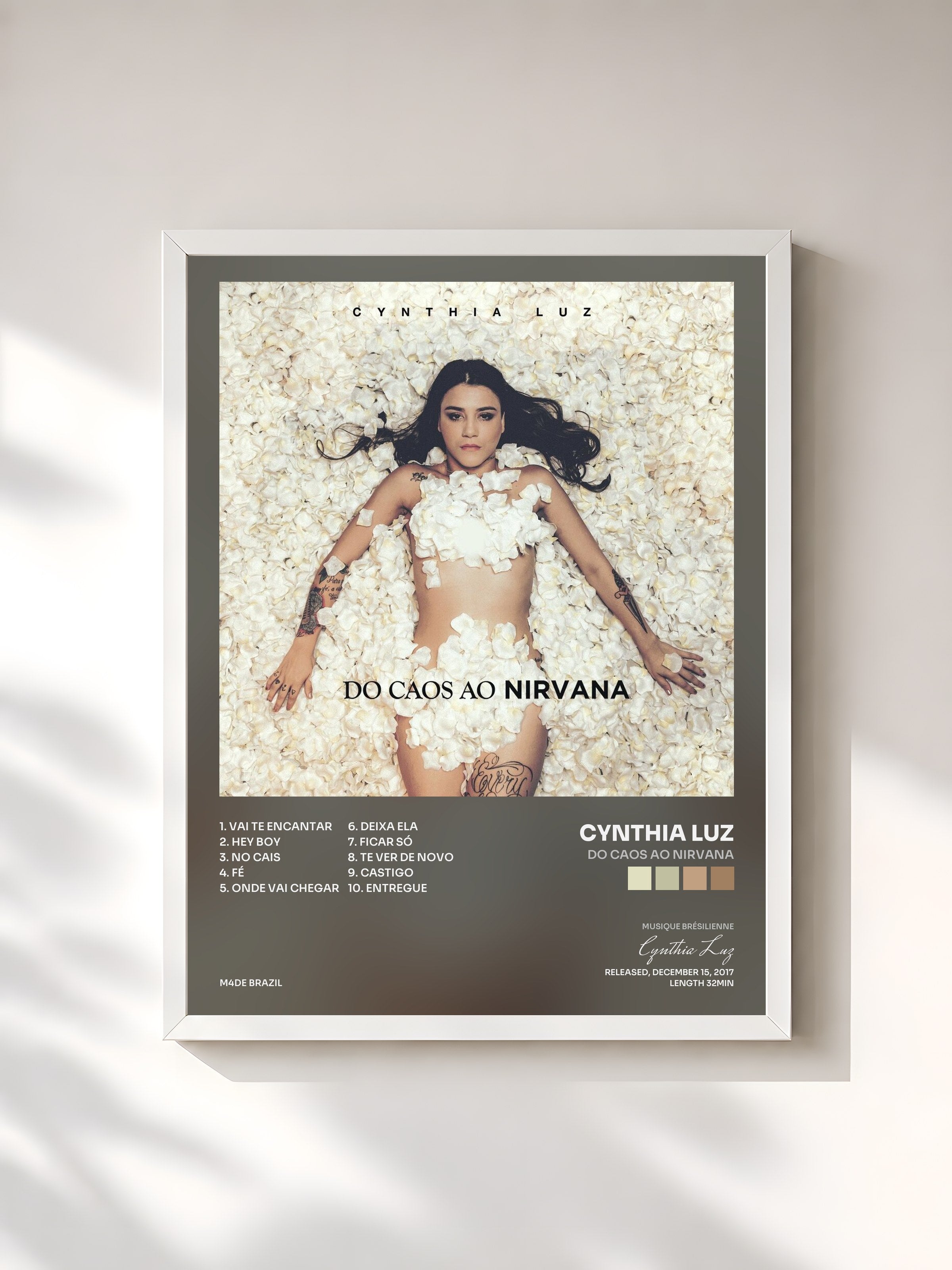 #blanc Tableau de l'album Do Caos ao Nirvana de Cynthia Luz, cadre blanc, imprimé et encadré en France