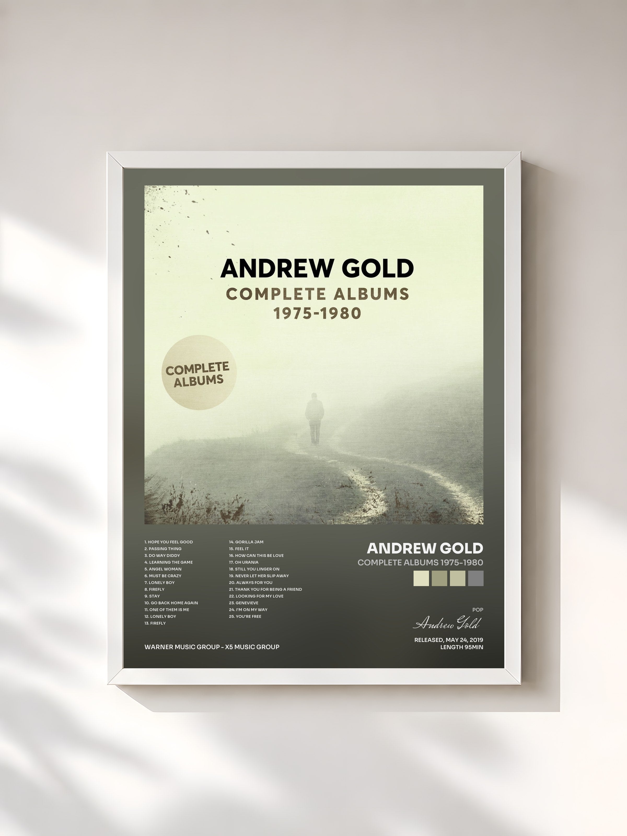 #blanc Tableau de l'album Complete Albums 1975-1980 de Andrew Gold, cadre blanc, imprimé et encadré en France