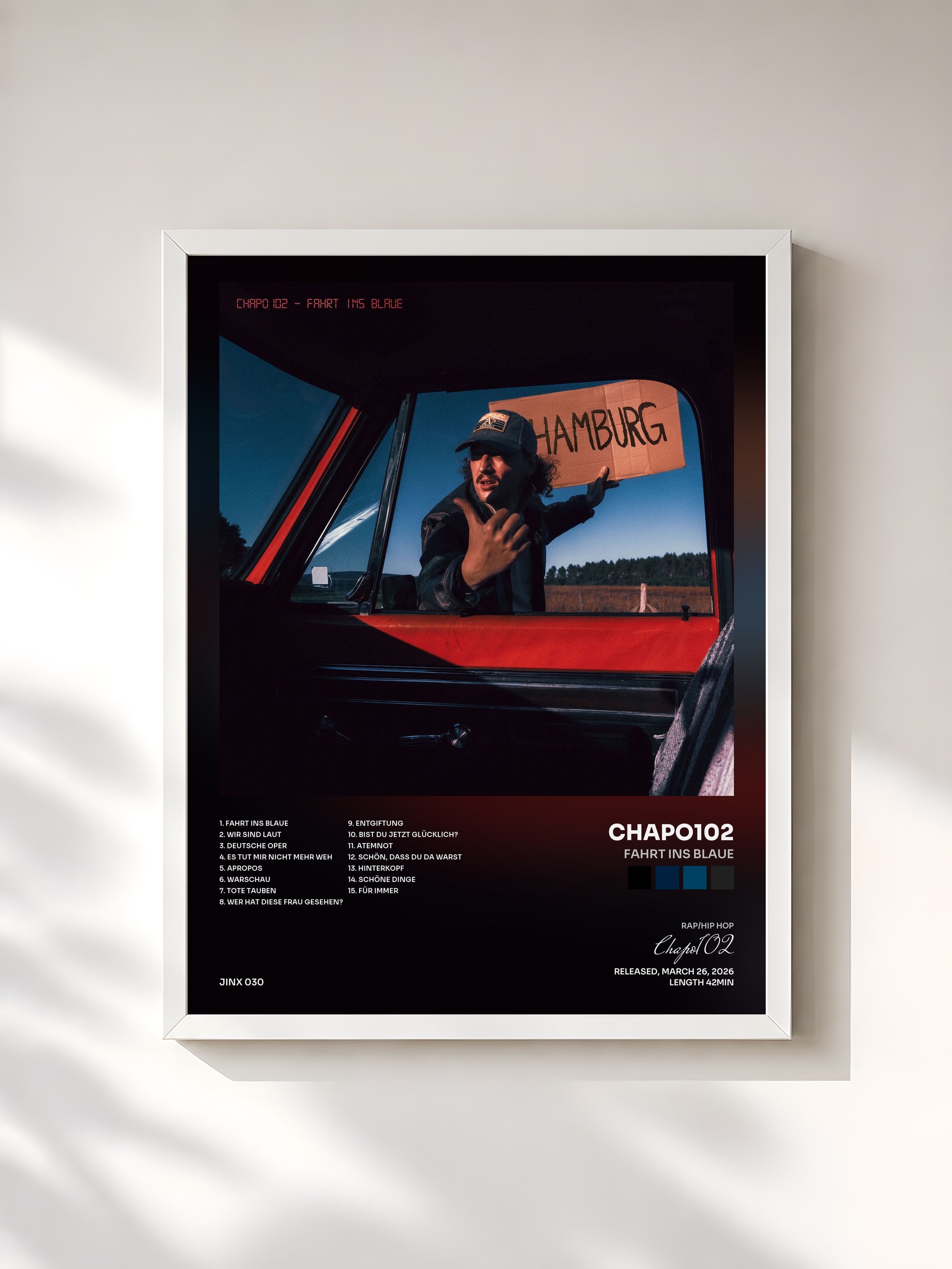 #blanc Tableau de l'album Fahrt ins Blaue de Chapo102, cadre blanc, imprimé et encadré en France