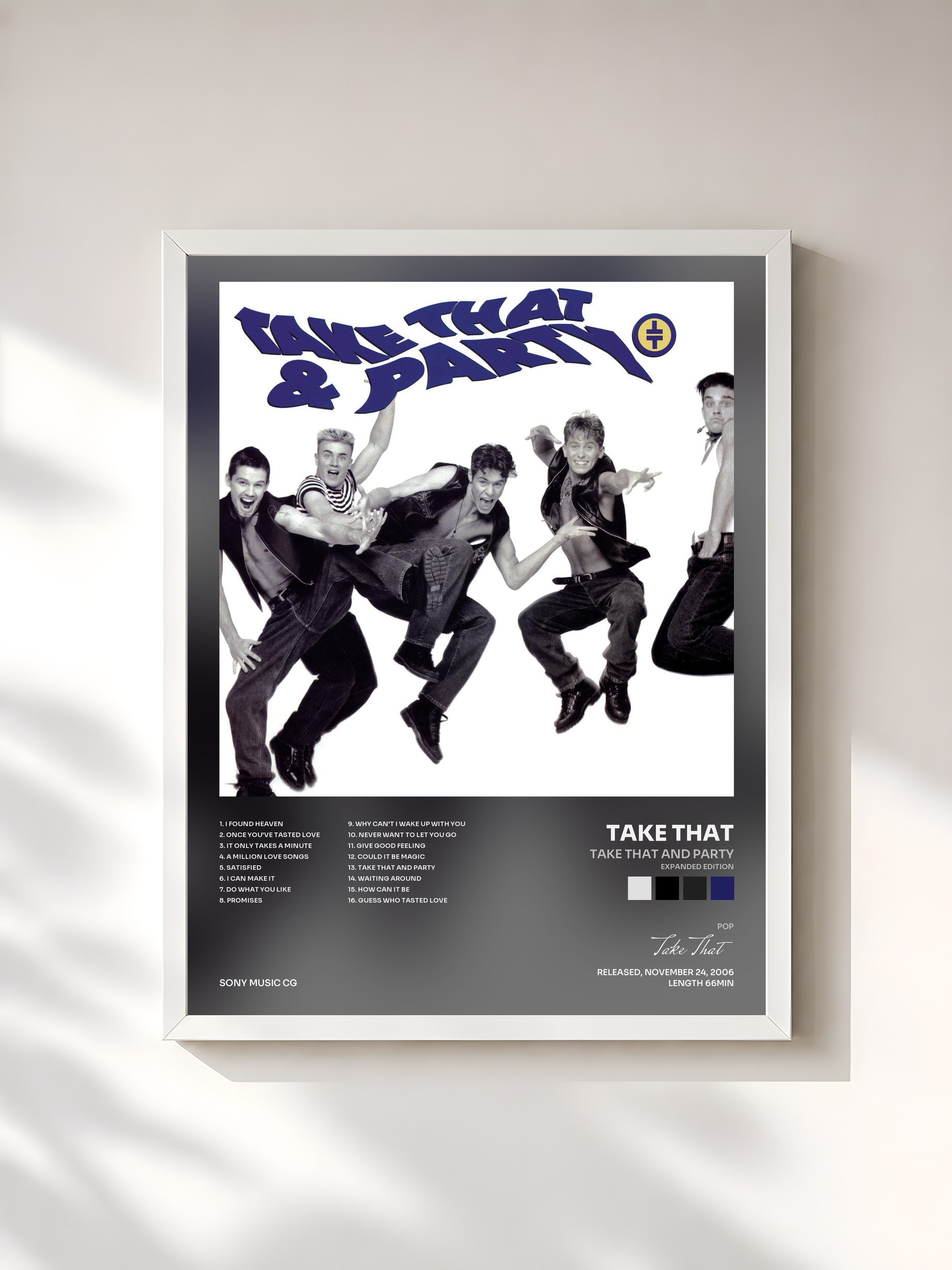 #blanc Tableau de l'album Take That and Party (Expanded Edition) de Take That, cadre blanc, imprimé et encadré en France