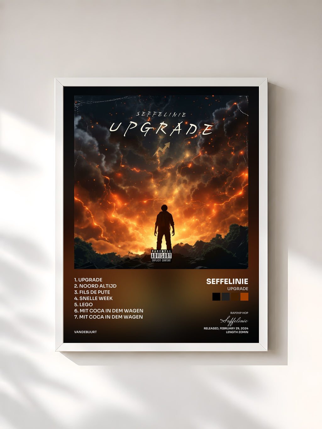 #blanc Tableau de l'album Upgrade de Seffelinie, cadre blanc, imprimé et encadré en France