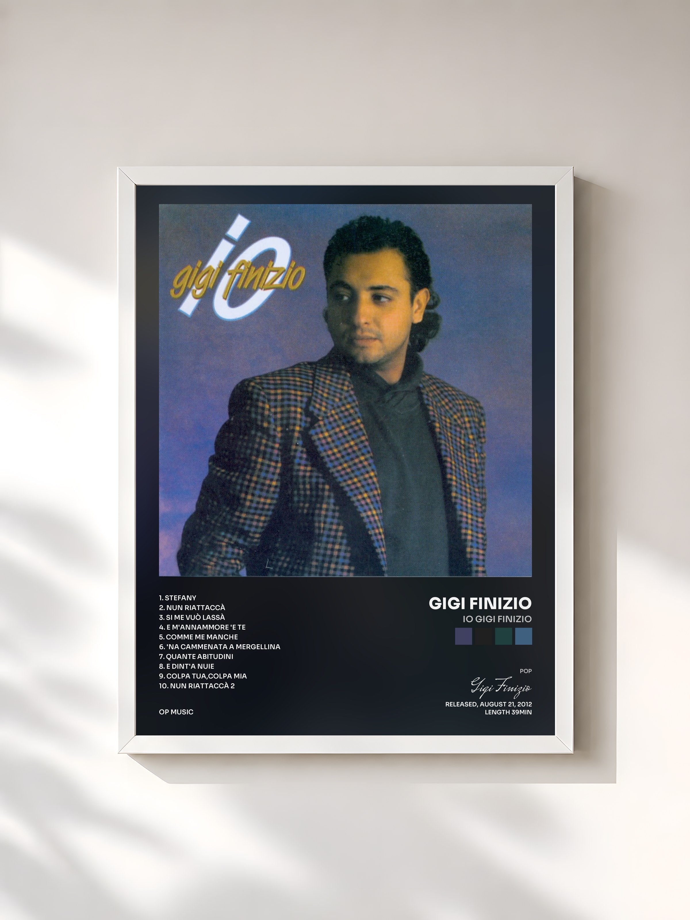 #blanc Tableau de l'album Io Gigi Finizio de Gigi Finizio, cadre blanc, imprimé et encadré en France