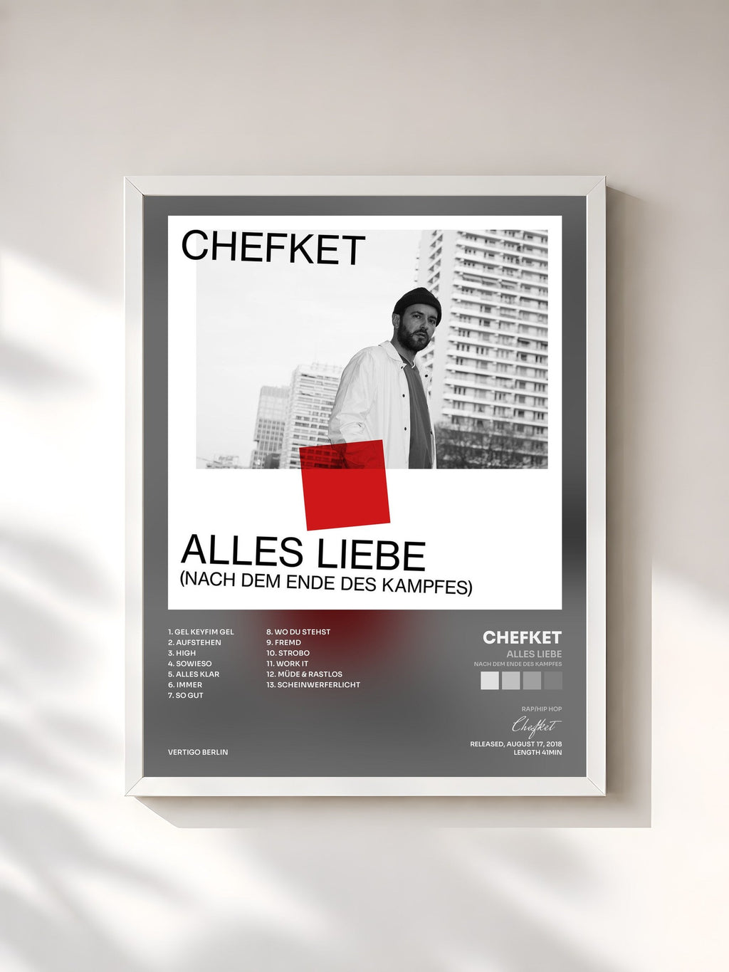 #blanc Alles Liebe (Nach dem Ende des Kampfes) von Chefket als gerahmter Kunstdruck, weißer Rahmen, gedruckt und gerahmt in Frankreich
