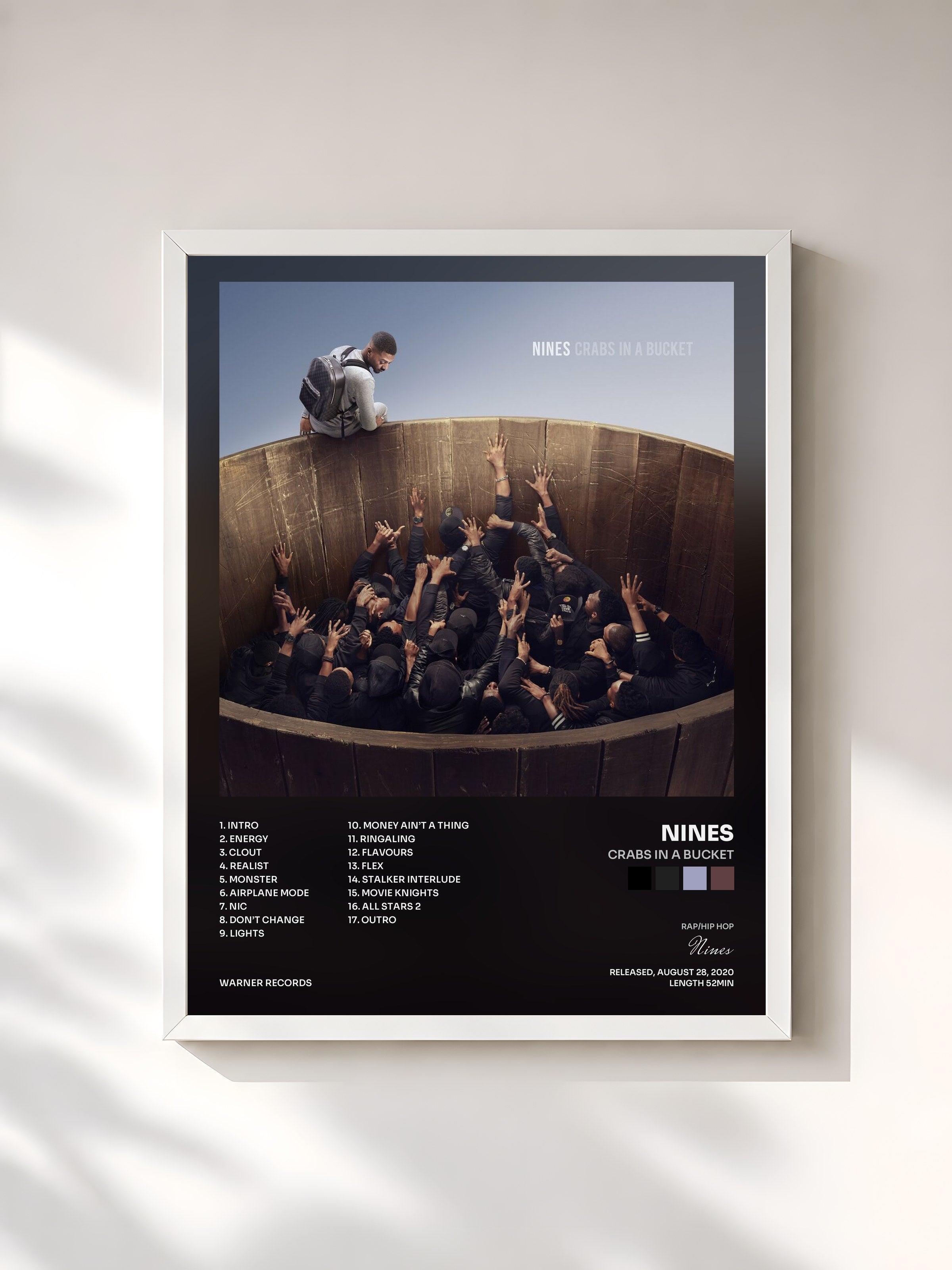 #blanc Tableau de l'album Crabs In A Bucket de Nines, cadre blanc, imprimé et encadré en France