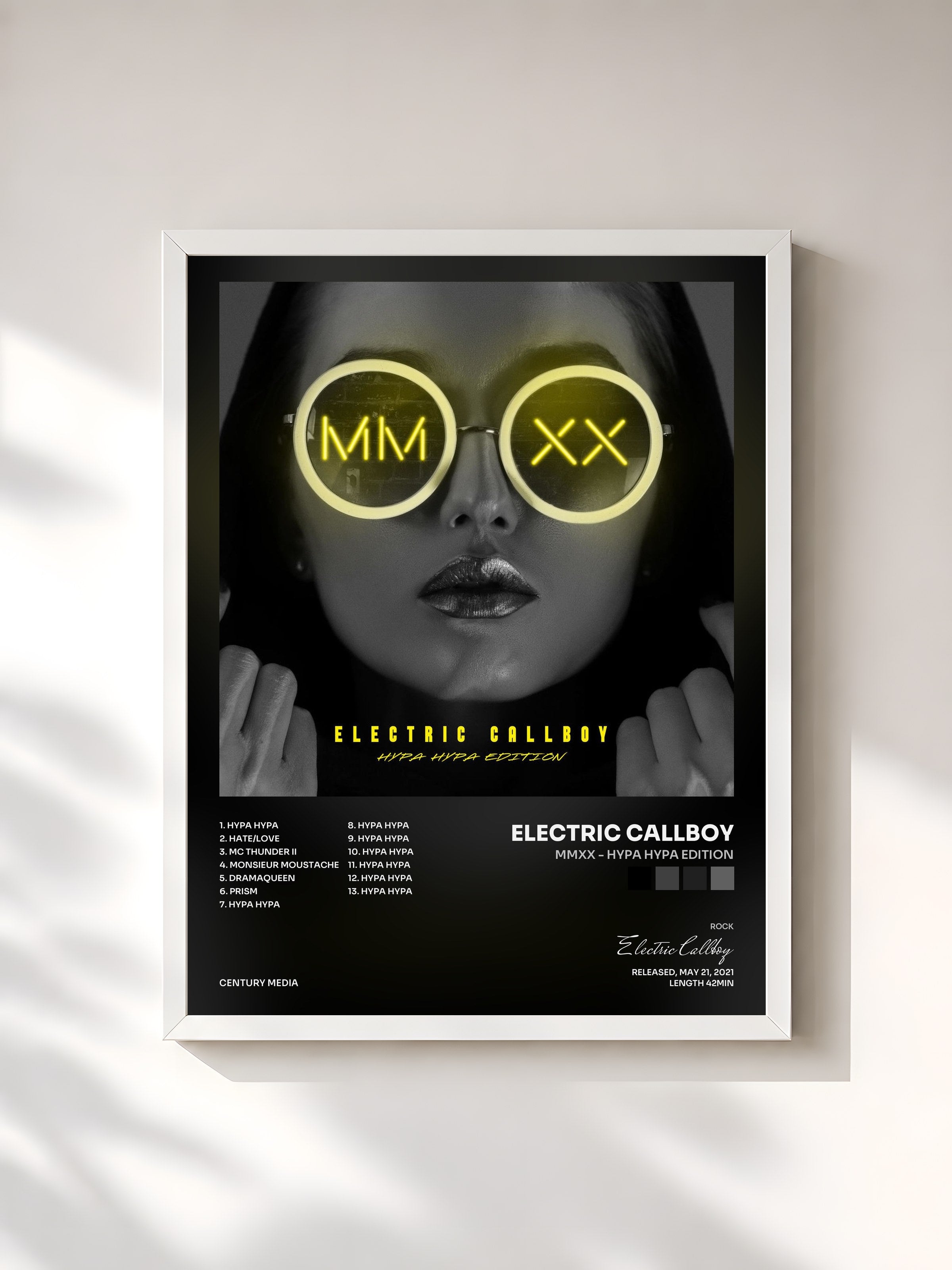#blanc Tableau de l'album MMXX - Hypa Hypa Edition de Electric Callboy, cadre blanc, imprimé et encadré en France