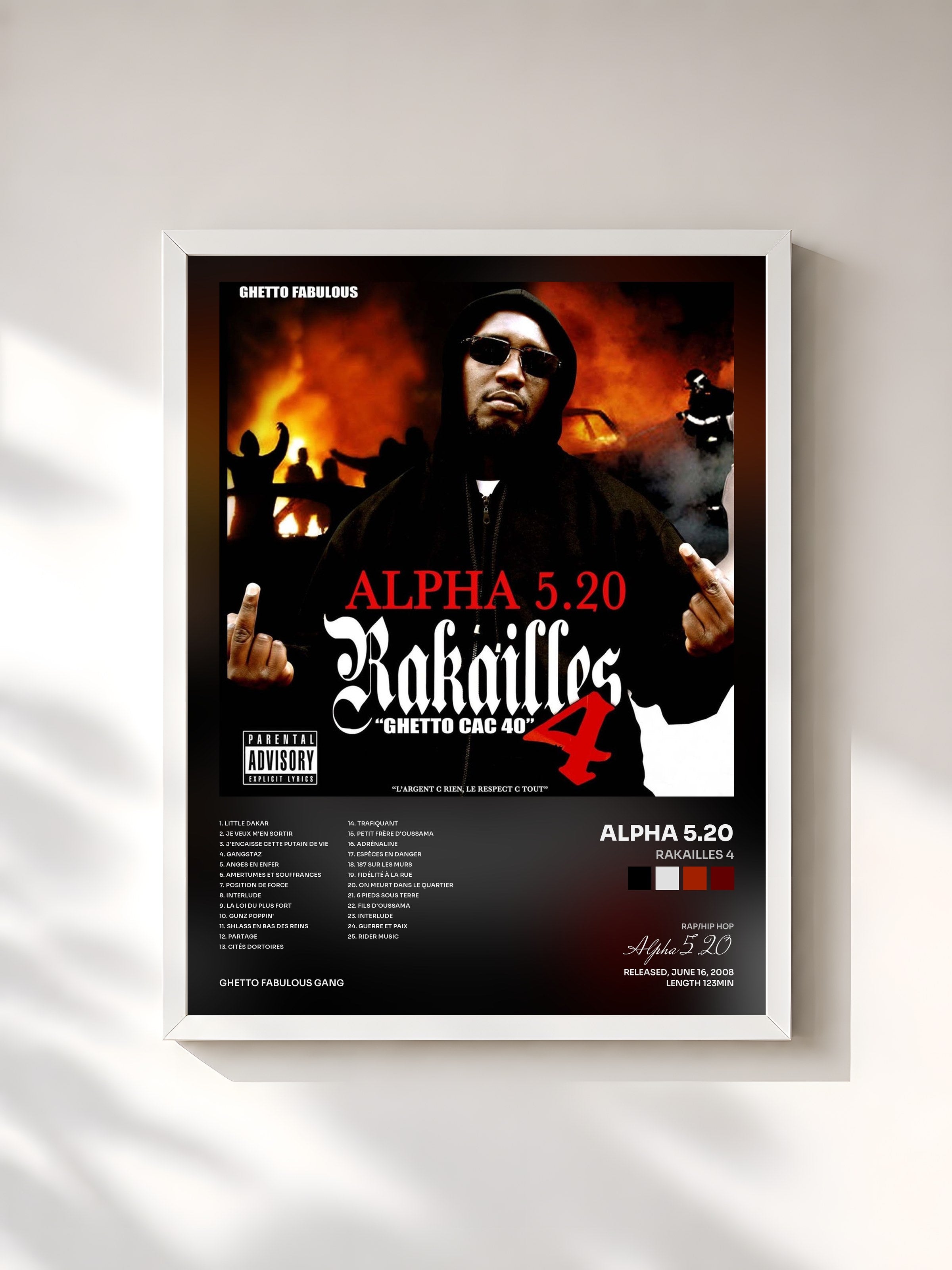 #blanc Tableau de l'album Rakailles 4 de Alpha 5.20, cadre blanc, imprimé et encadré en France