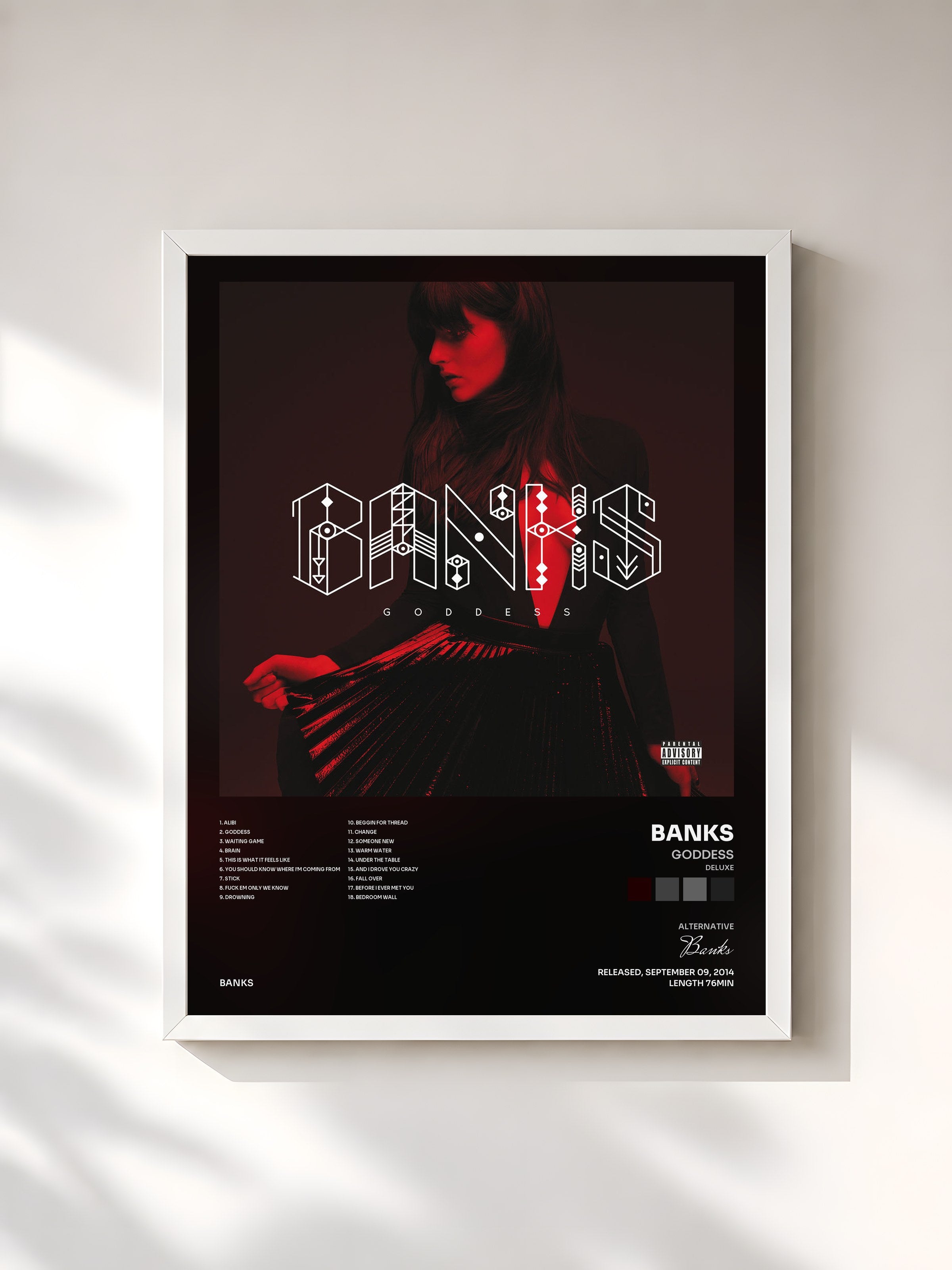 #blanc Tableau de l'album Goddess (Deluxe) de Banks, cadre blanc, imprimé et encadré en France