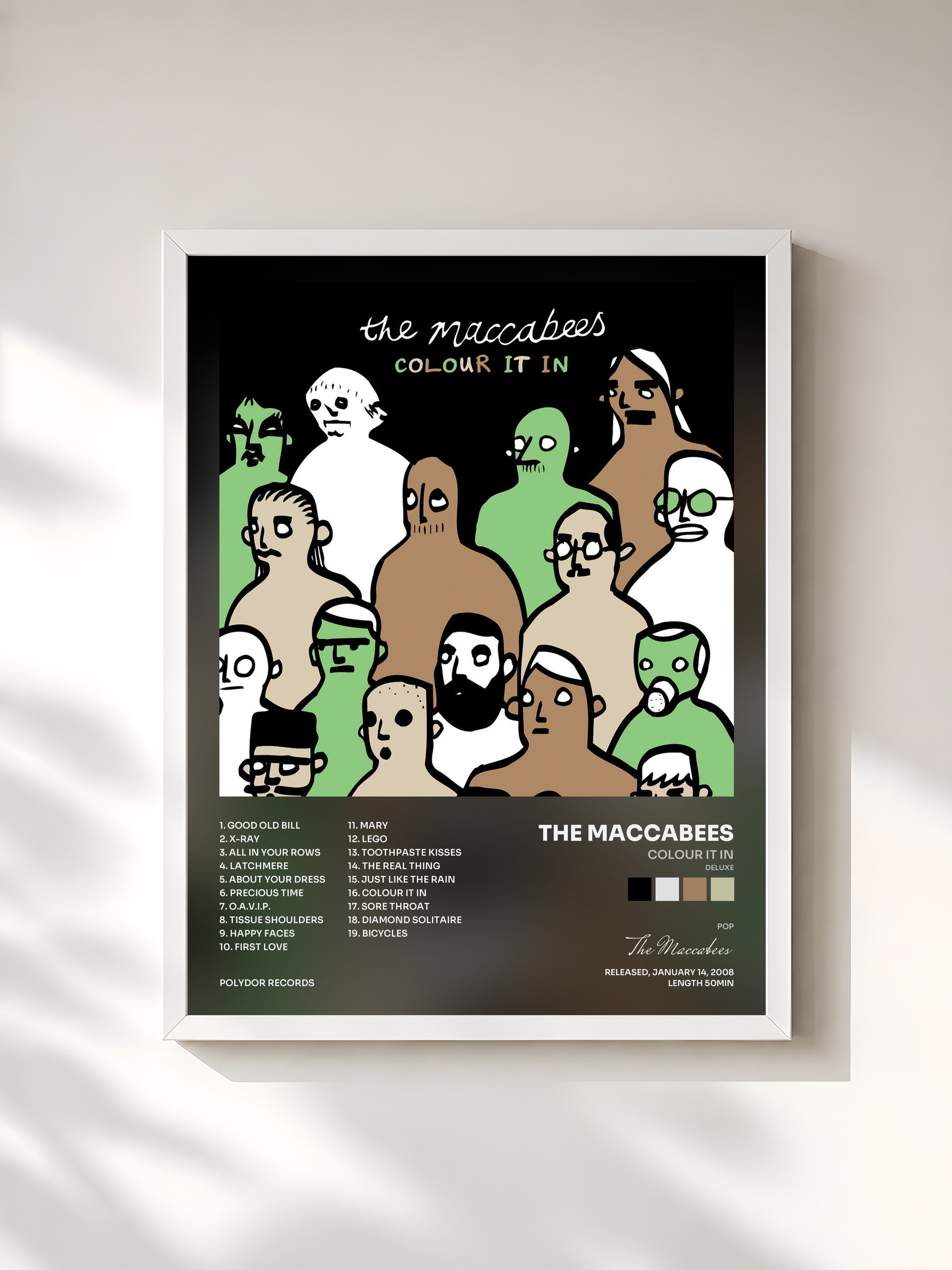 #blanc Tableau de l'album Colour It In (Deluxe) de The Maccabees, cadre blanc, imprimé et encadré en France