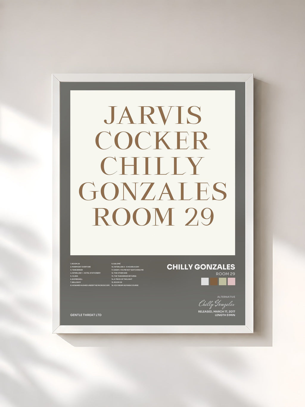 #blanc Room 29 di Chilly Gonzales in stampa incorniciata, cornice bianca, stampata e incorniciata in Francia