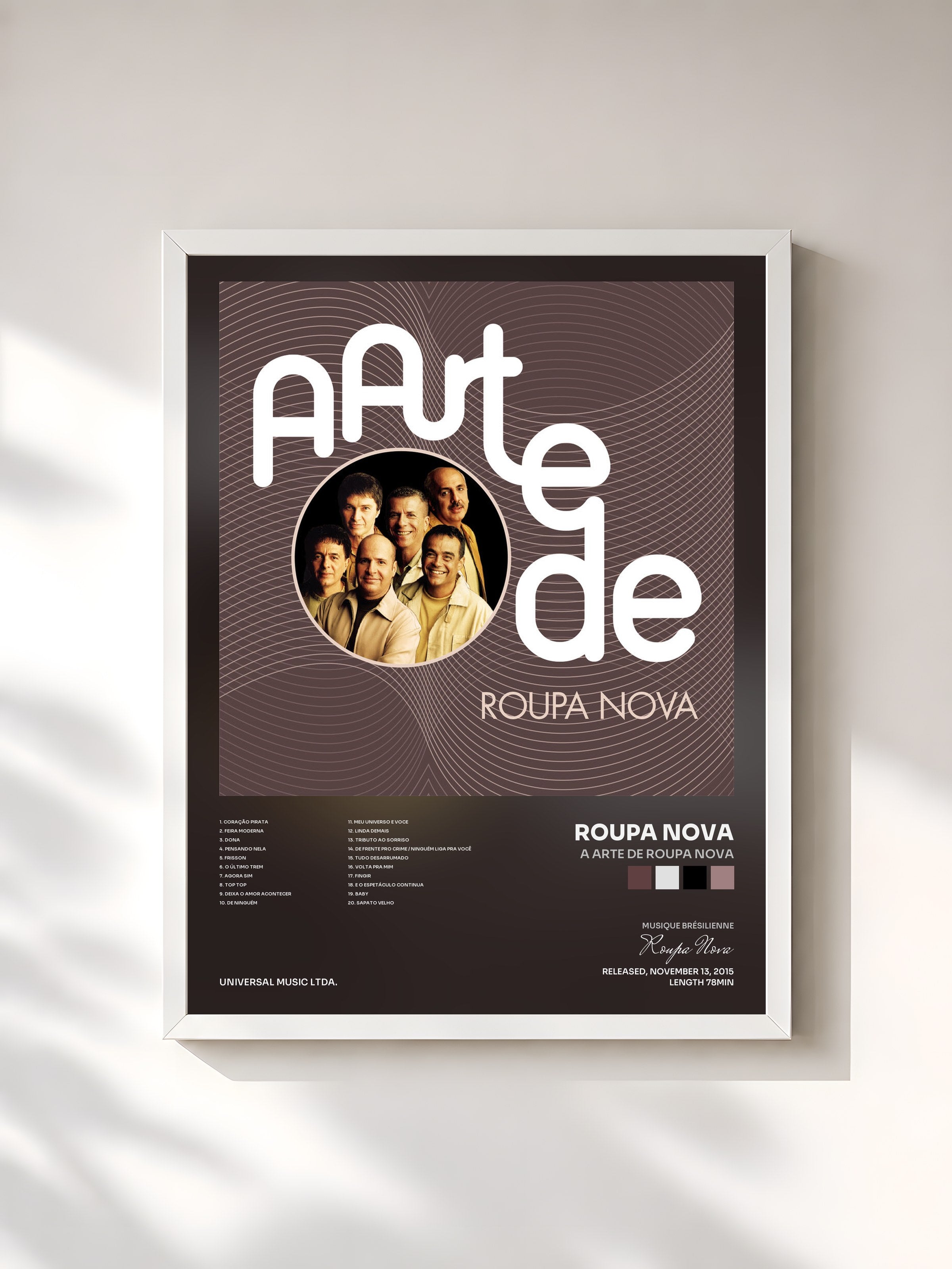 #blanc Tableau de l'album A Arte De Roupa Nova de Roupa Nova, cadre blanc, imprimé et encadré en France