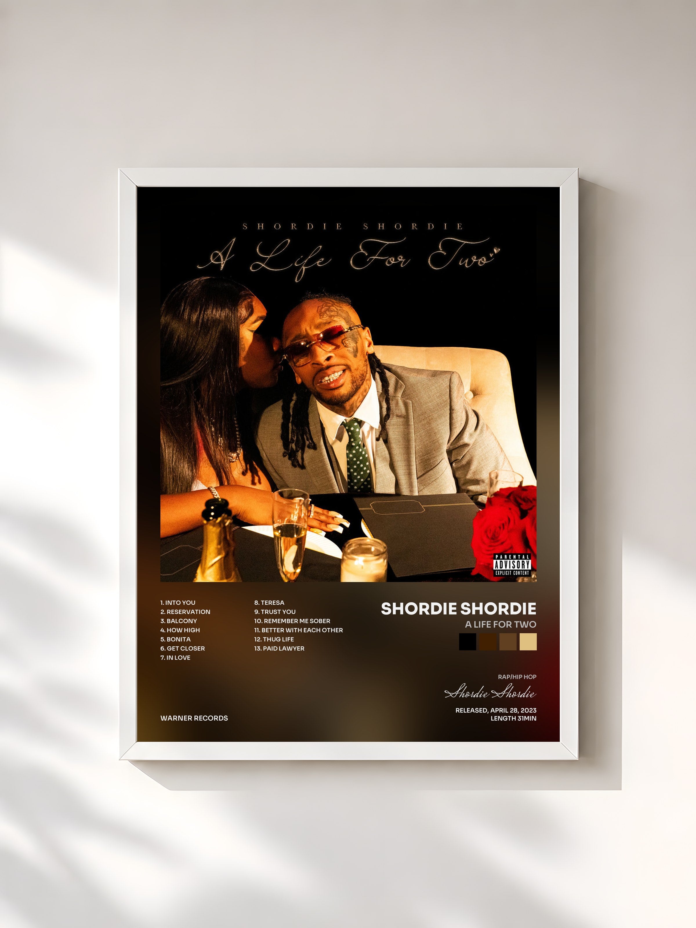 #blanc Tableau de l'album A Life For Two de Shordie Shordie, cadre blanc, imprimé et encadré en France