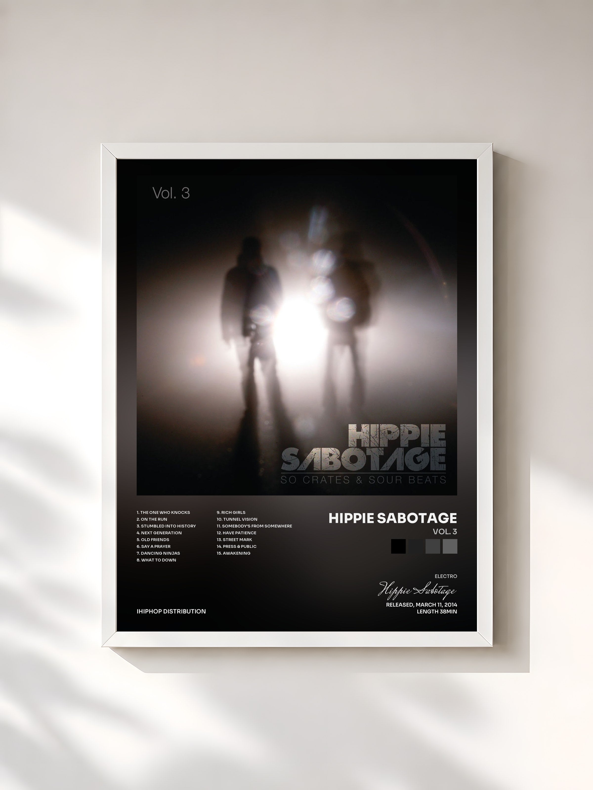 #blanc Tableau de l'album Vol. 3 de Hippie Sabotage, cadre blanc, imprimé et encadré en France