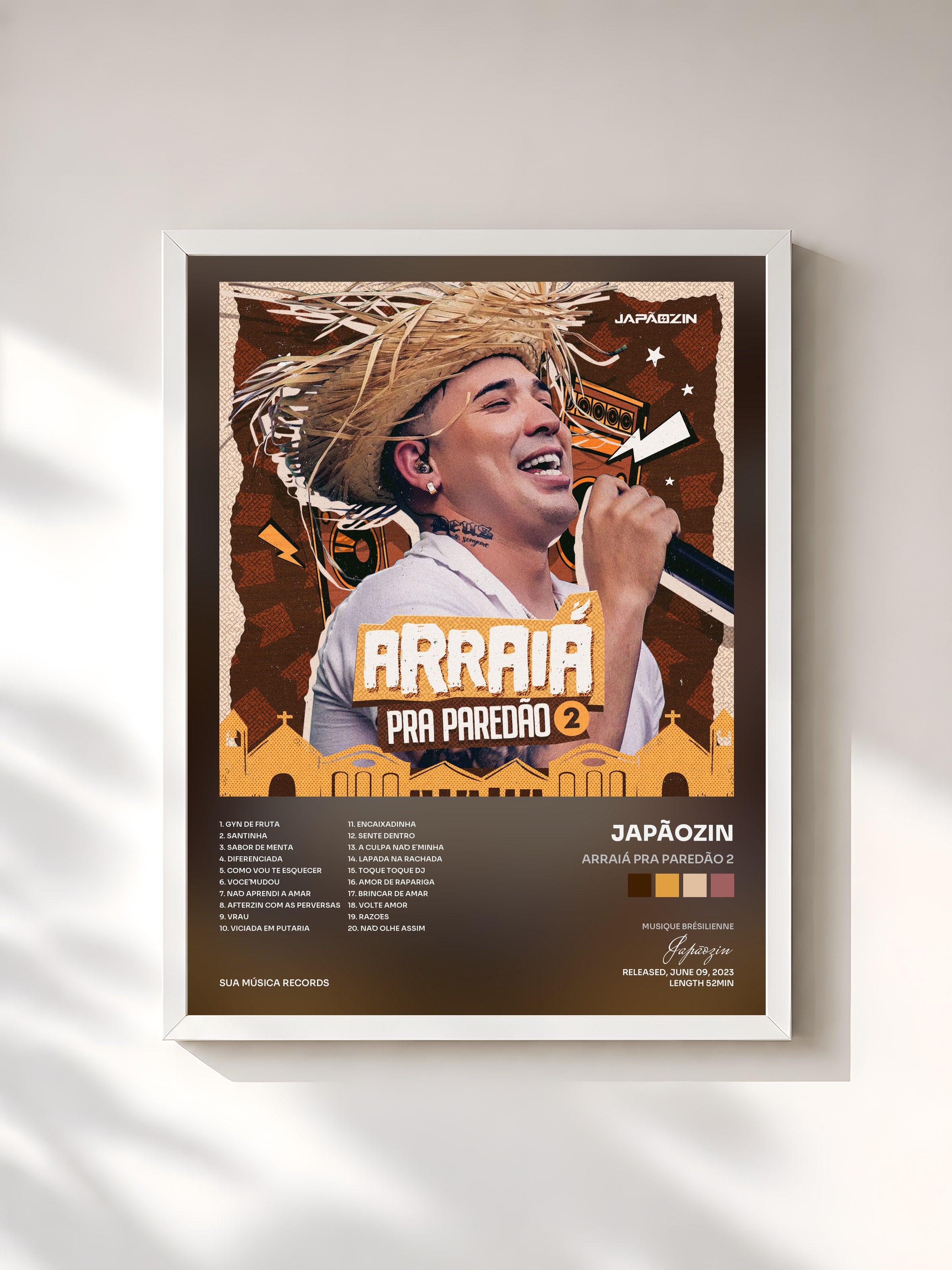 #blanc Tableau de l'album Arraiá Pra Paredão 2 de Japãozin, cadre blanc, imprimé et encadré en France