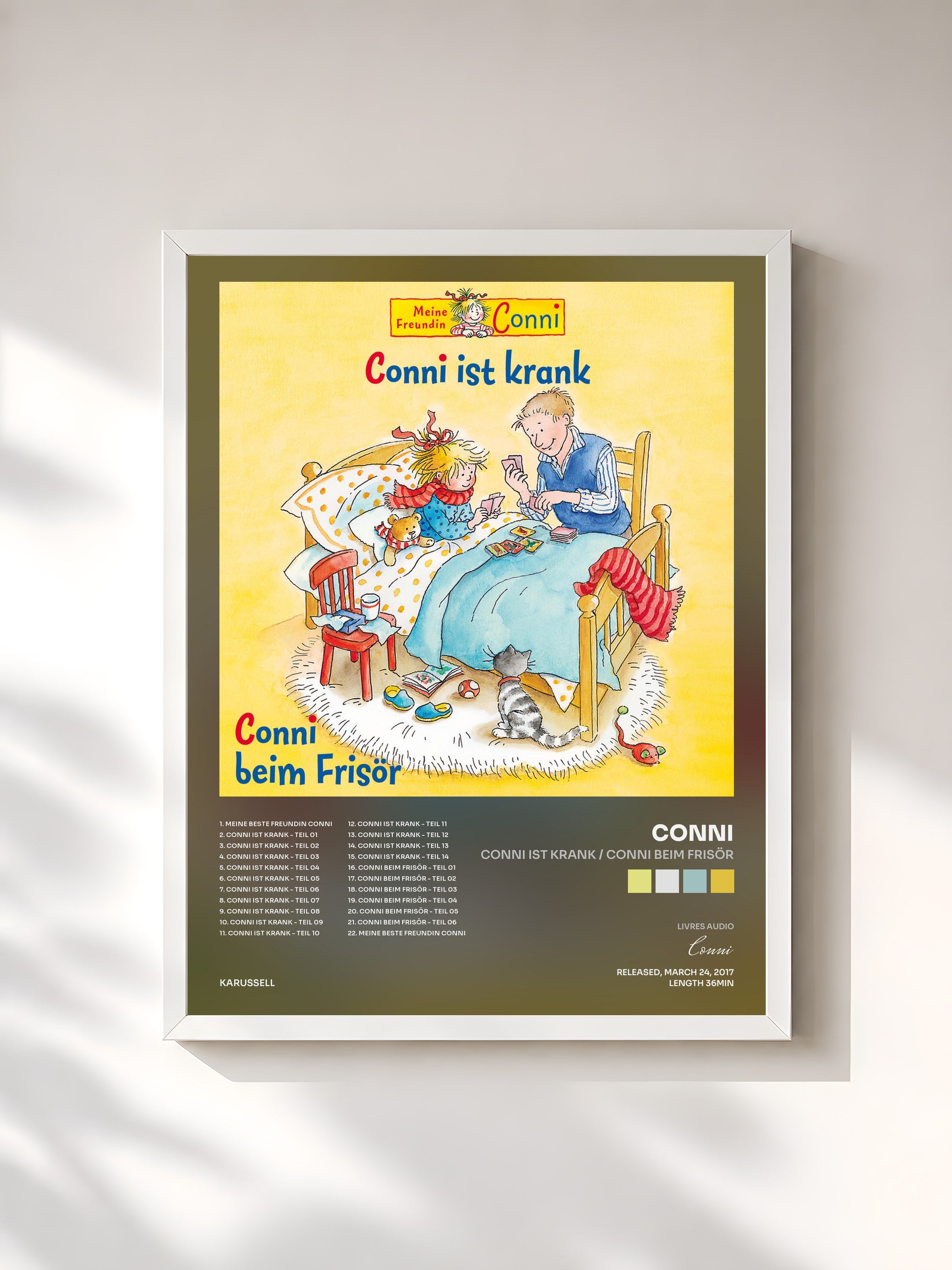 #blanc Tableau de l'album Conni ist krank / Conni beim Frisör de Conni, cadre blanc, imprimé et encadré en France