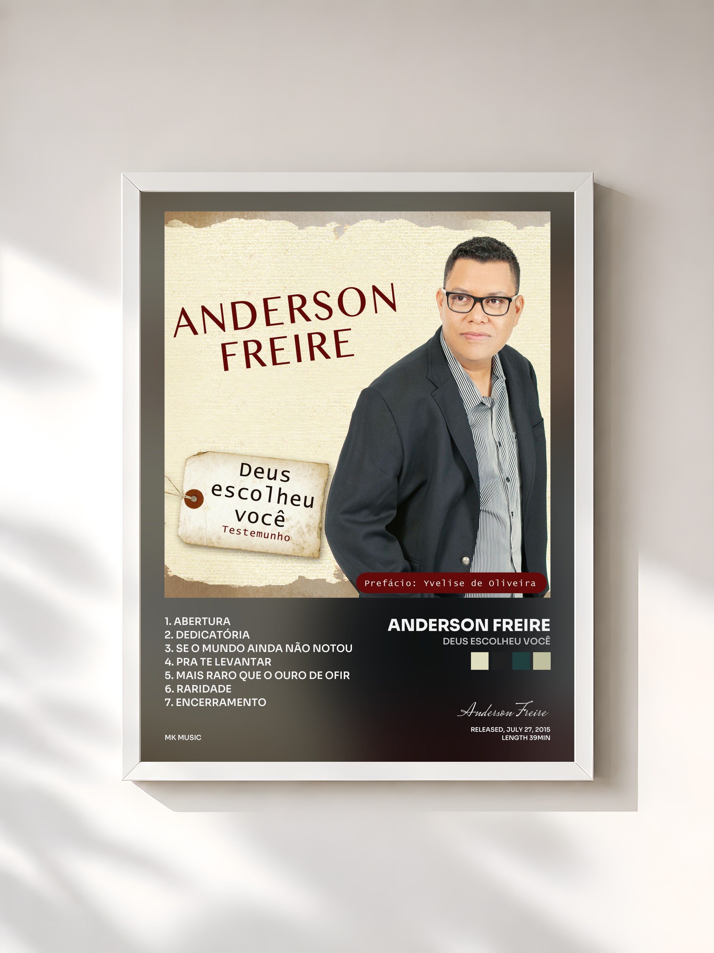 #blanc Tableau de l'album Deus Escolheu Você de Anderson Freire, cadre blanc, imprimé et encadré en France