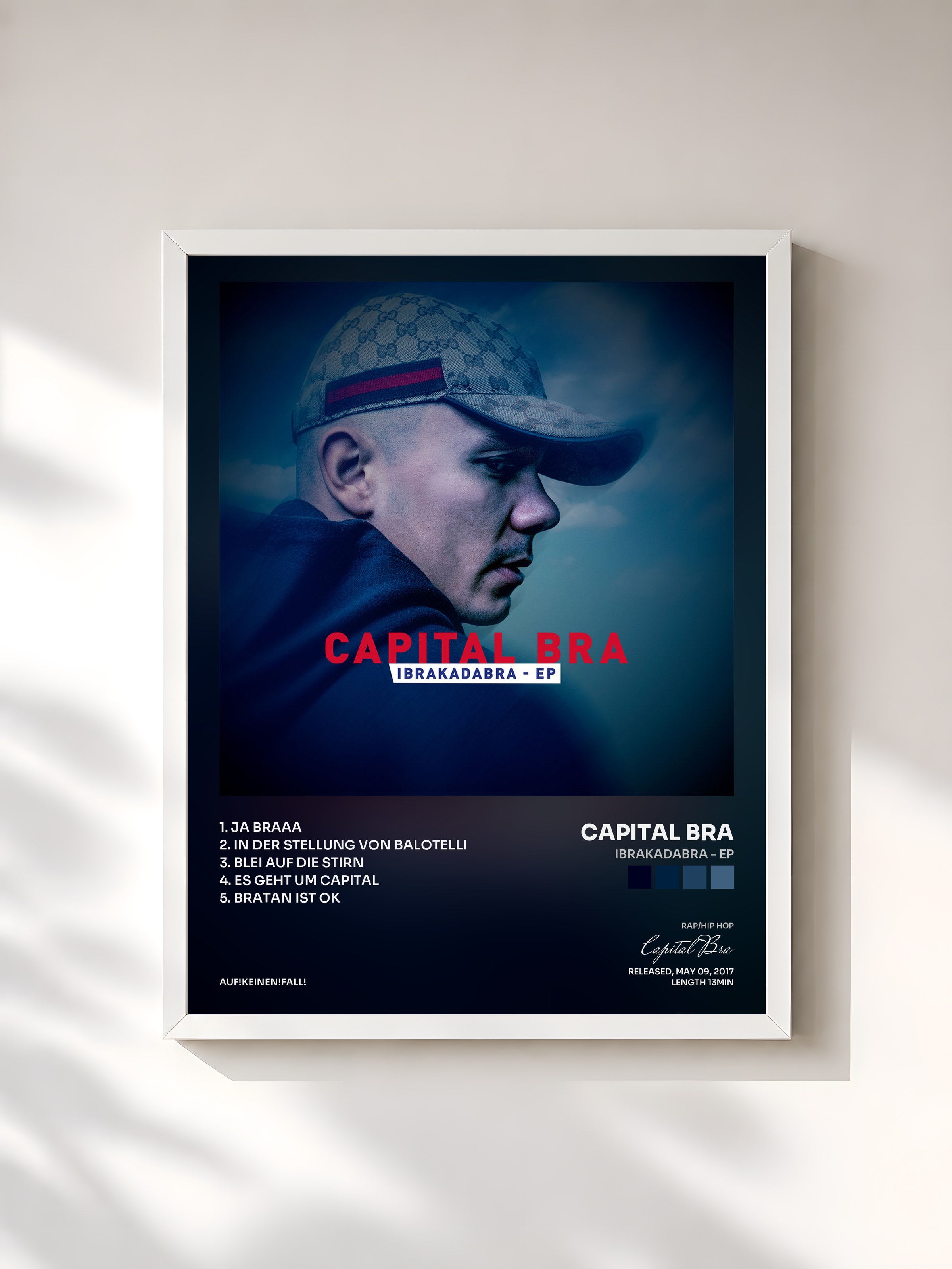 #blanc Tableau de l'album Ibrakadabra - EP de Capital Bra, cadre blanc, imprimé et encadré en France