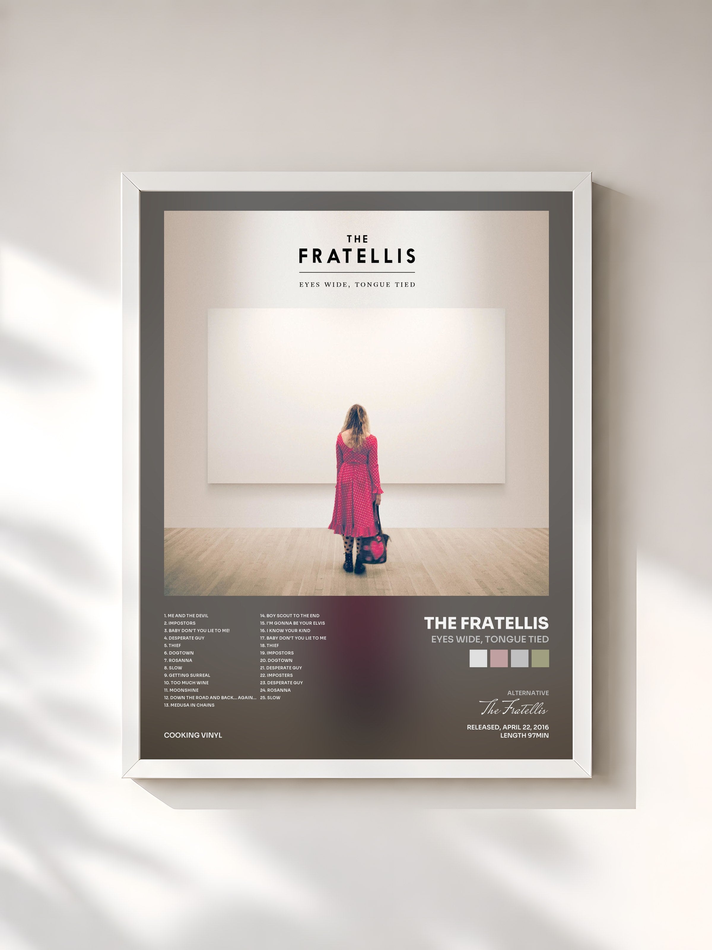 #blanc Tableau de l'album Eyes Wide, Tongue Tied de The Fratellis, cadre blanc, imprimé et encadré en France
