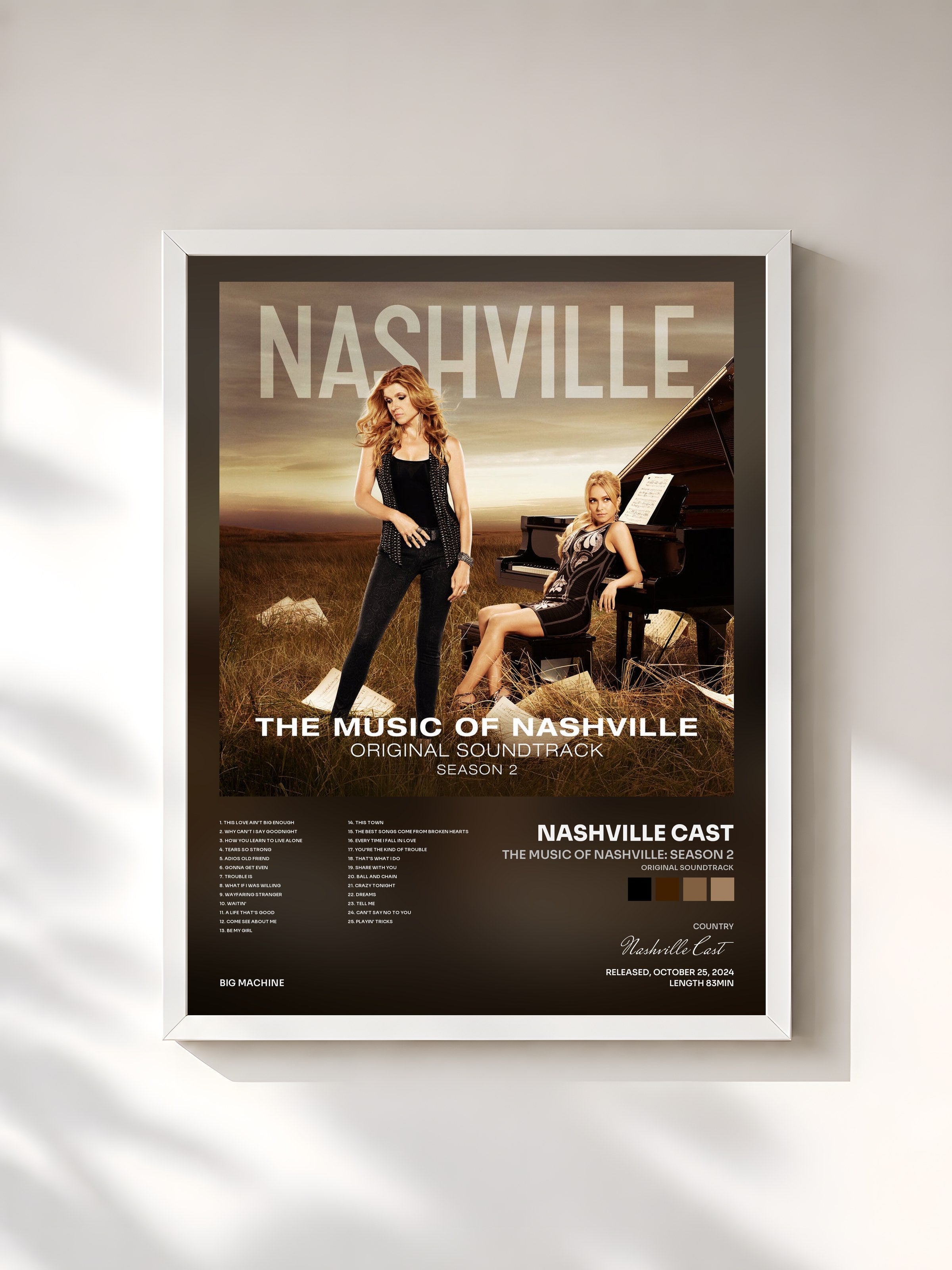 #blanc Tableau de l'album The Music Of Nashville: Season 2 (Original Soundtrack) de Nashville Cast, cadre blanc, imprimé et encadré en France