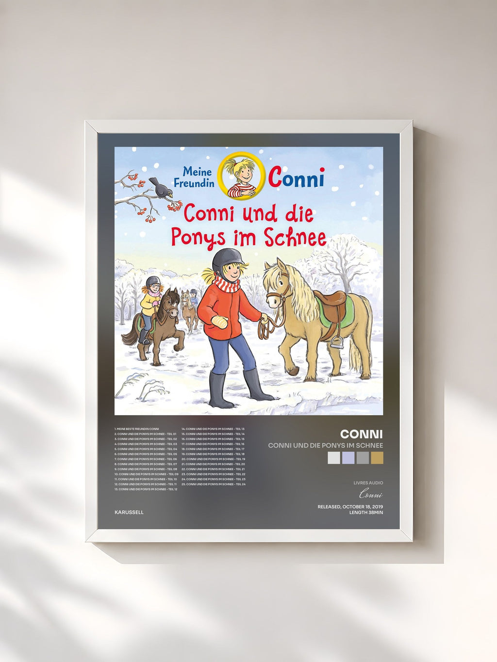 #blanc Conni und die Ponys im Schnee von Conni als gerahmter Kunstdruck, weißer Rahmen, gedruckt und gerahmt in Frankreich