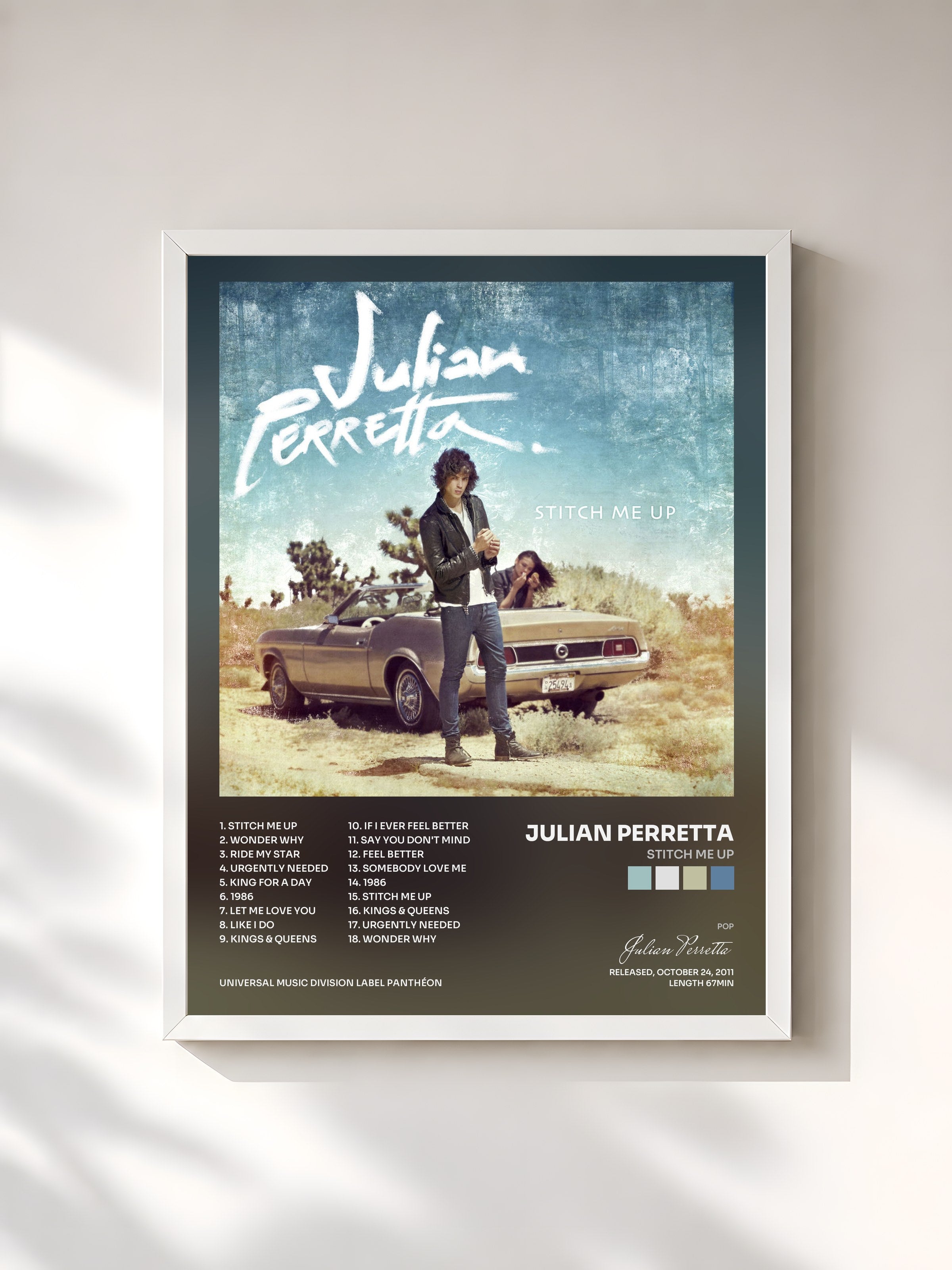 #blanc Tableau de l'album Stitch Me Up de Julian Perretta, cadre blanc, imprimé et encadré en France