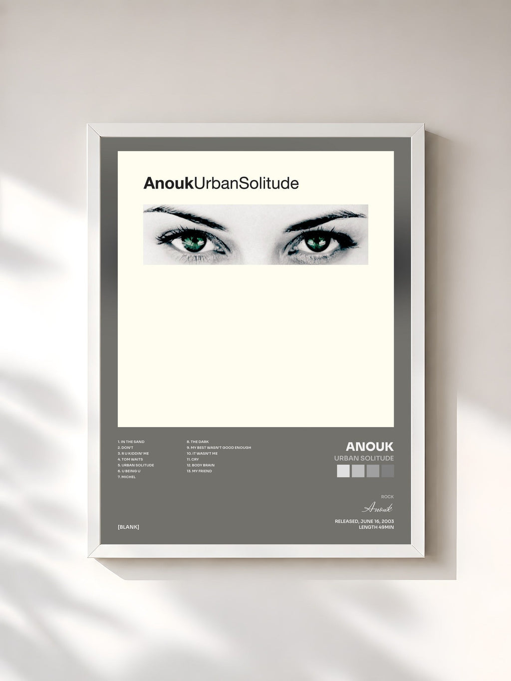 #blanc Tableau de l'album Urban Solitude de Anouk, cadre blanc, imprimé et encadré en France