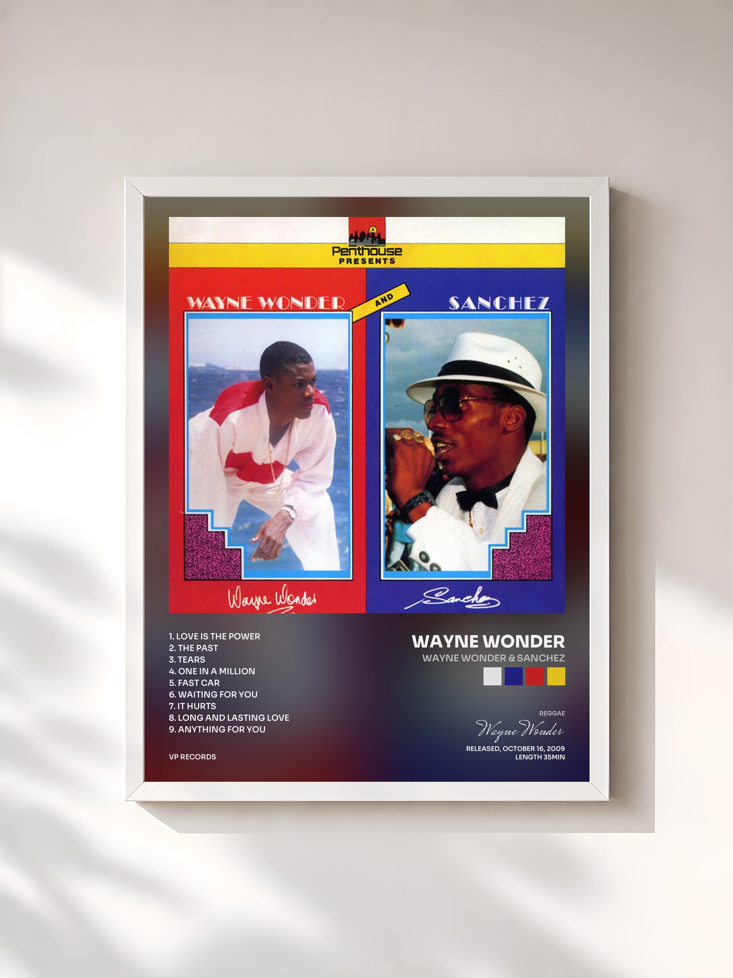 #blanc Tableau de l'album Wayne Wonder & Sanchez de Wayne Wonder, cadre blanc, imprimé et encadré en France