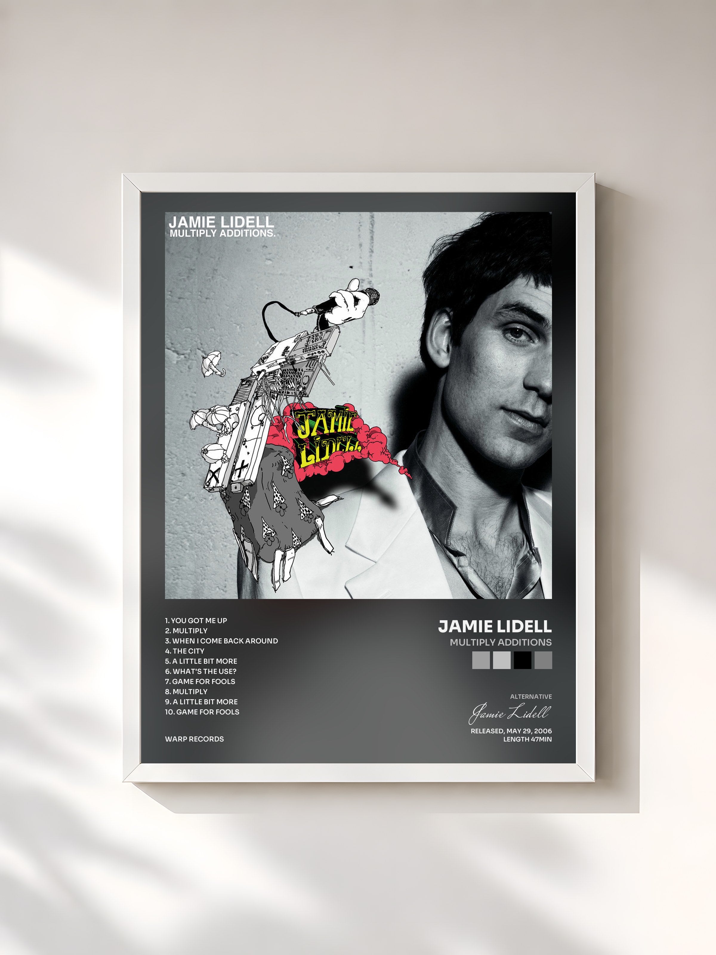 #blanc Tableau de l'album Multiply Additions de Jamie Lidell, cadre blanc, imprimé et encadré en France