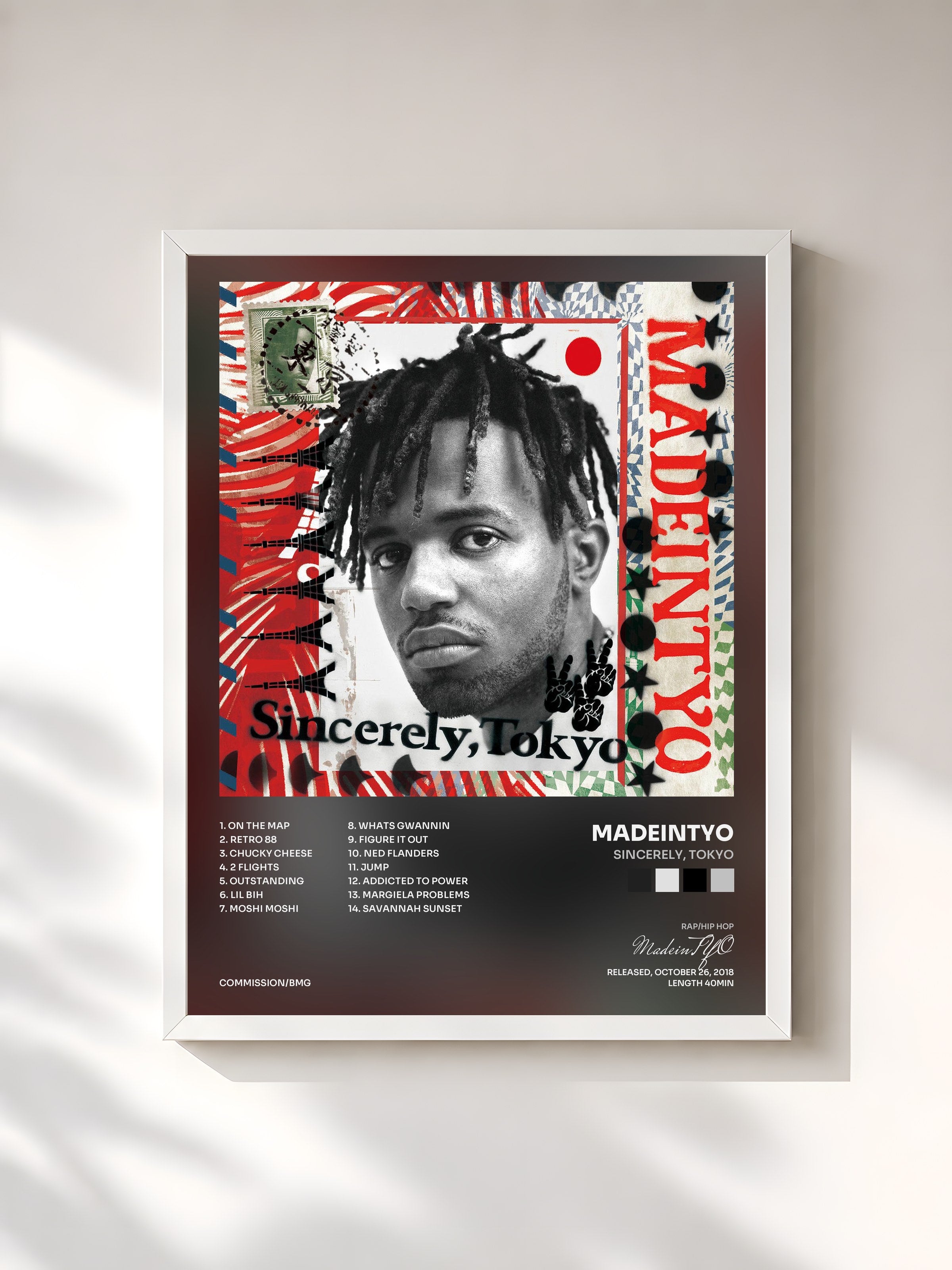 #blanc Tableau de l'album Sincerely, Tokyo de MadeinTYO, cadre blanc, imprimé et encadré en France