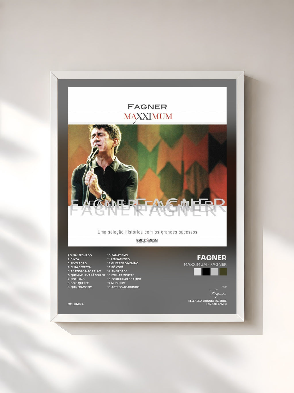 #blanc Tableau de l'album Maxximum - Fagner de Fagner, cadre blanc, imprimé et encadré en France