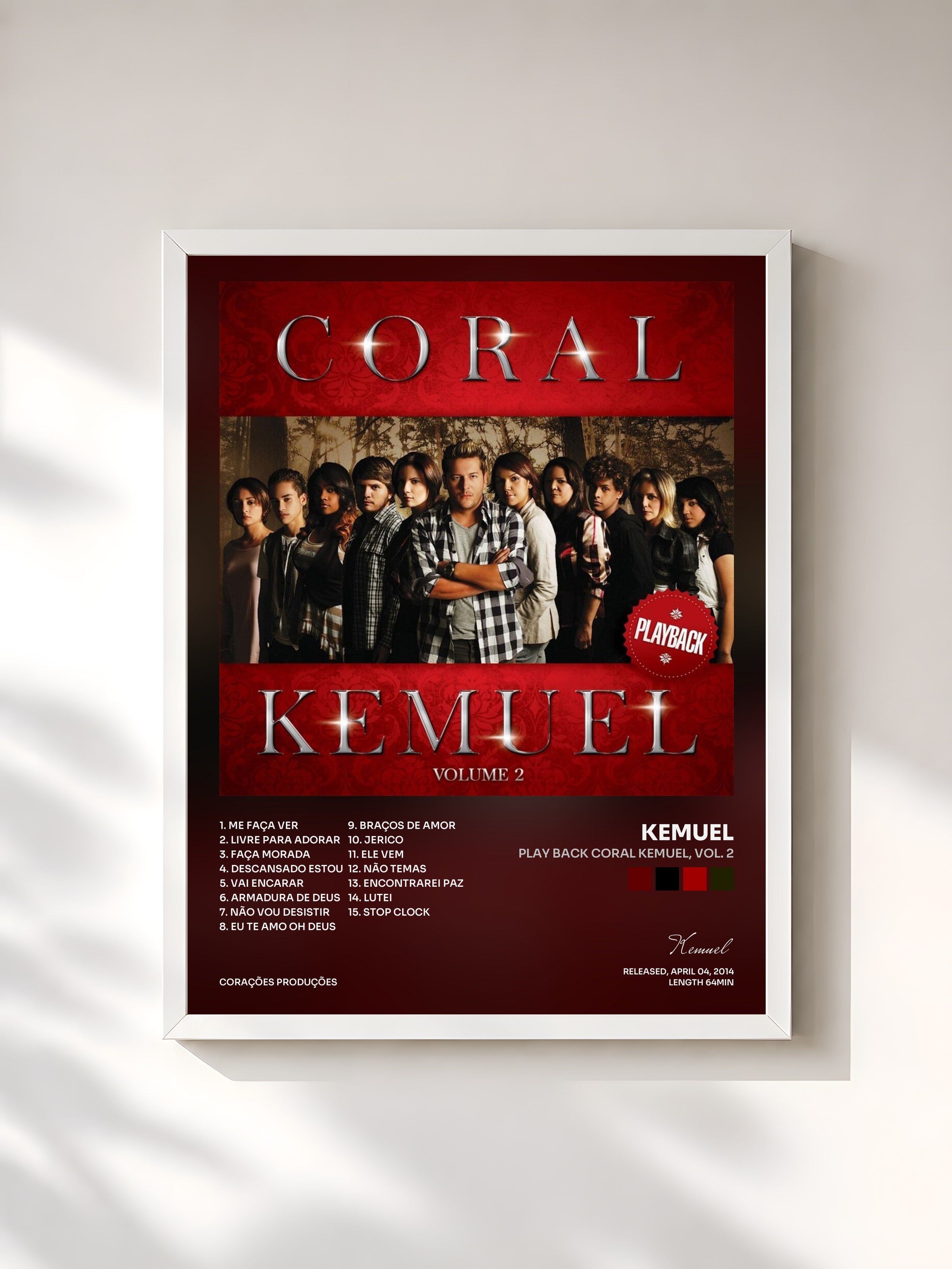 #blanc Tableau de l'album Play Back Coral Kemuel, Vol. 2 de Kemuel, cadre blanc, imprimé et encadré en France