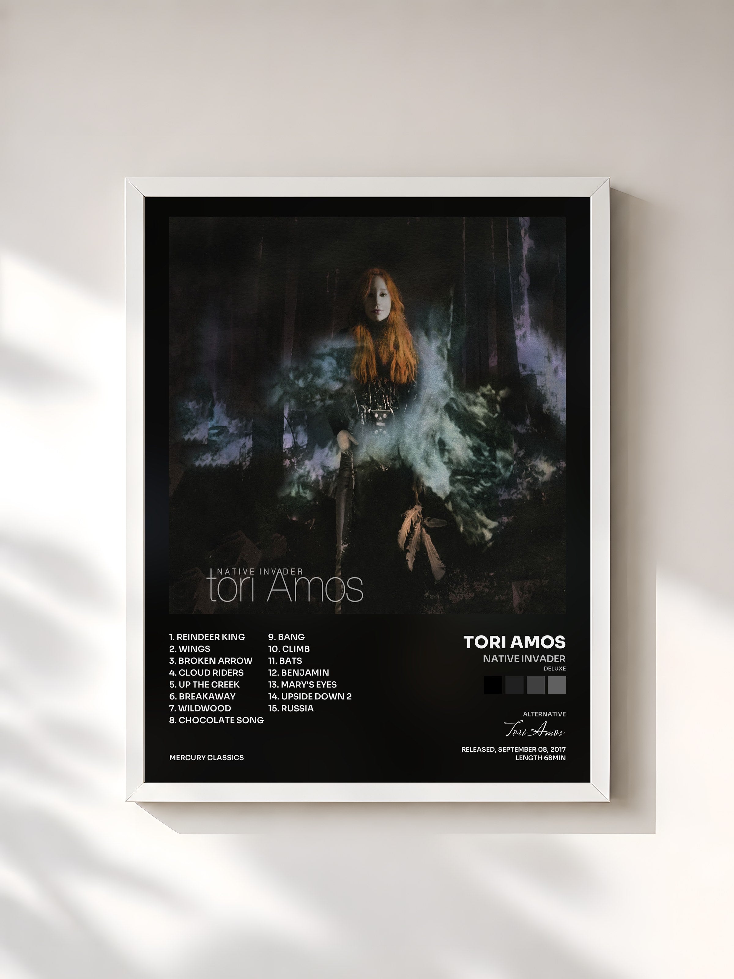 #blanc Tableau de l'album Native Invader (Deluxe) de Tori Amos, cadre blanc, imprimé et encadré en France