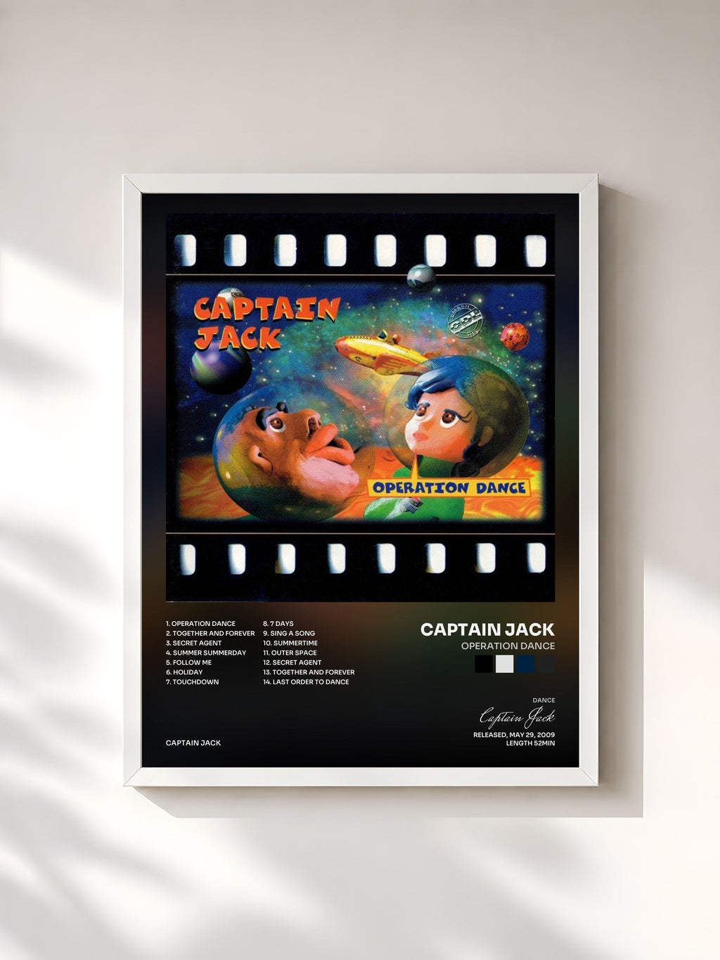 #blanc Tableau de l'album Operation Dance de Captain Jack, cadre blanc, imprimé et encadré en France