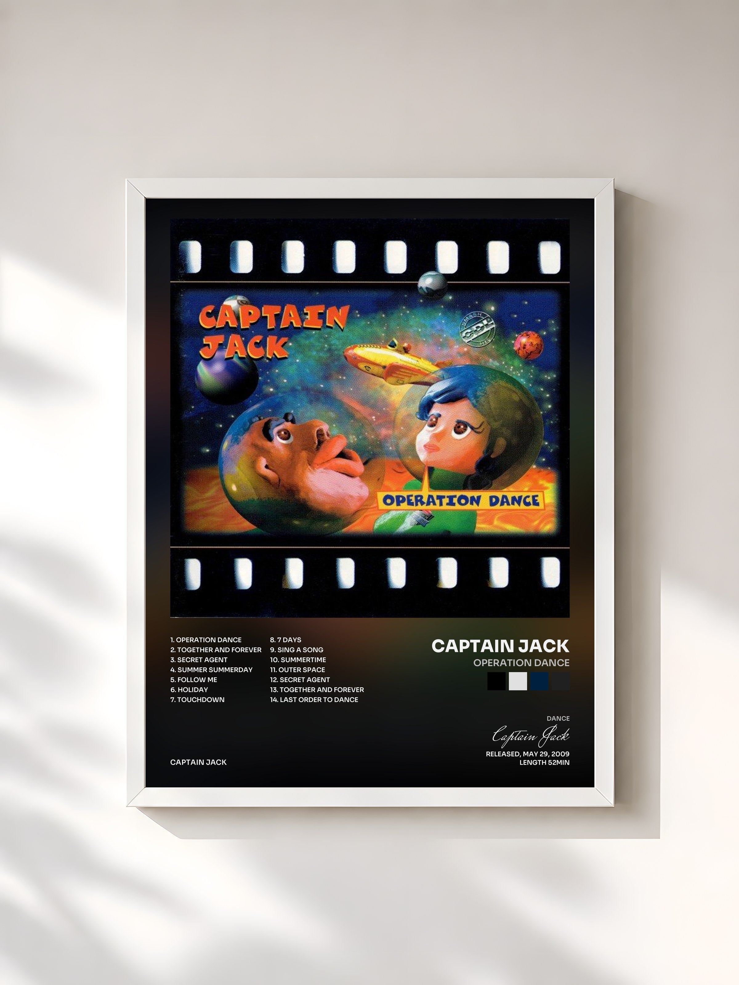 #blanc Tableau de l'album Operation Dance de Captain Jack, cadre blanc, imprimé et encadré en France