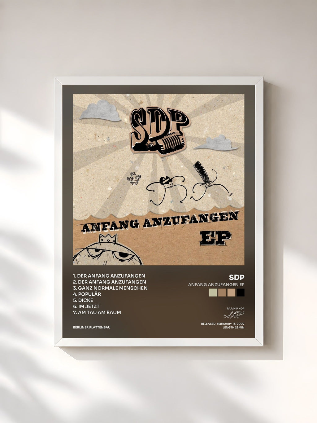 #blanc Anfang Anzufangen EP by SDP as a framed art print, white frame, printed and framed in France