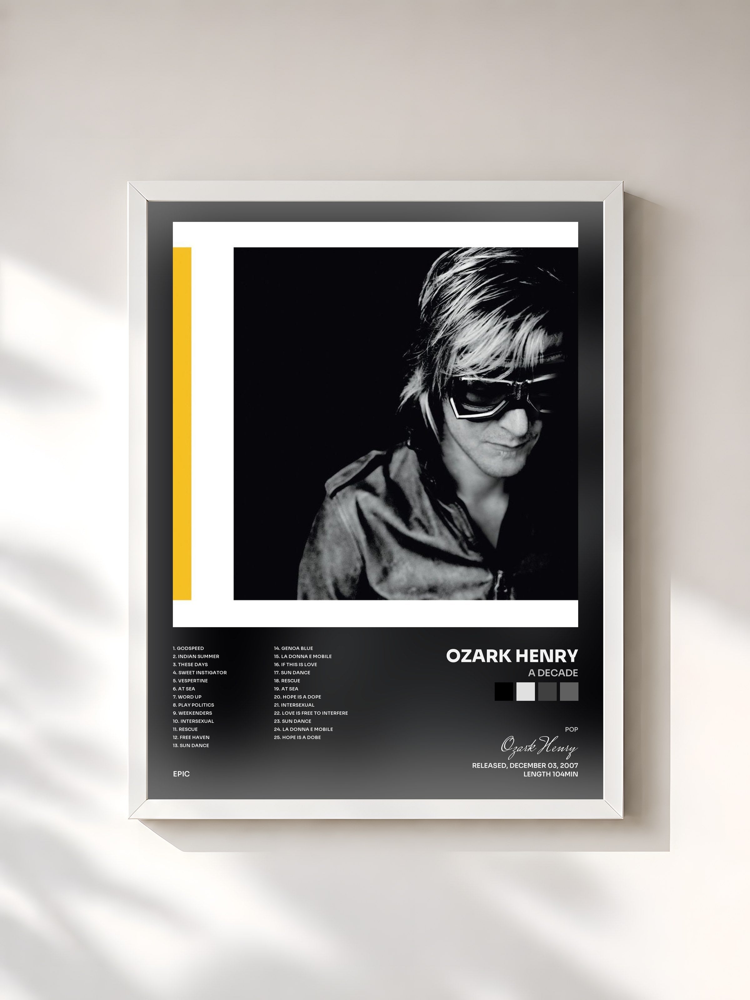 #blanc Tableau de l'album A Decade de Ozark Henry, cadre blanc, imprimé et encadré en France