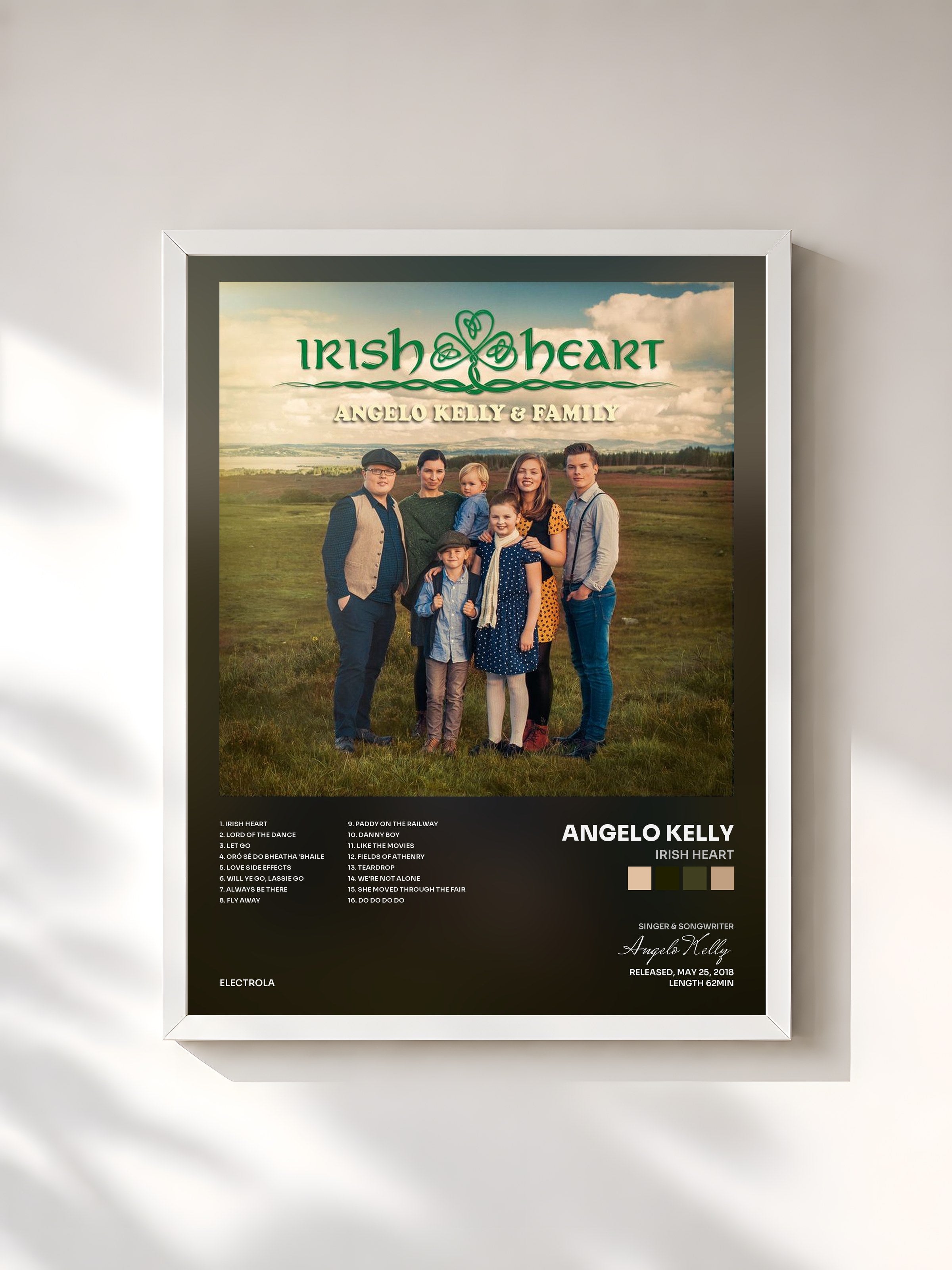 #blanc Tableau de l'album Irish Heart de Angelo Kelly, cadre blanc, imprimé et encadré en France